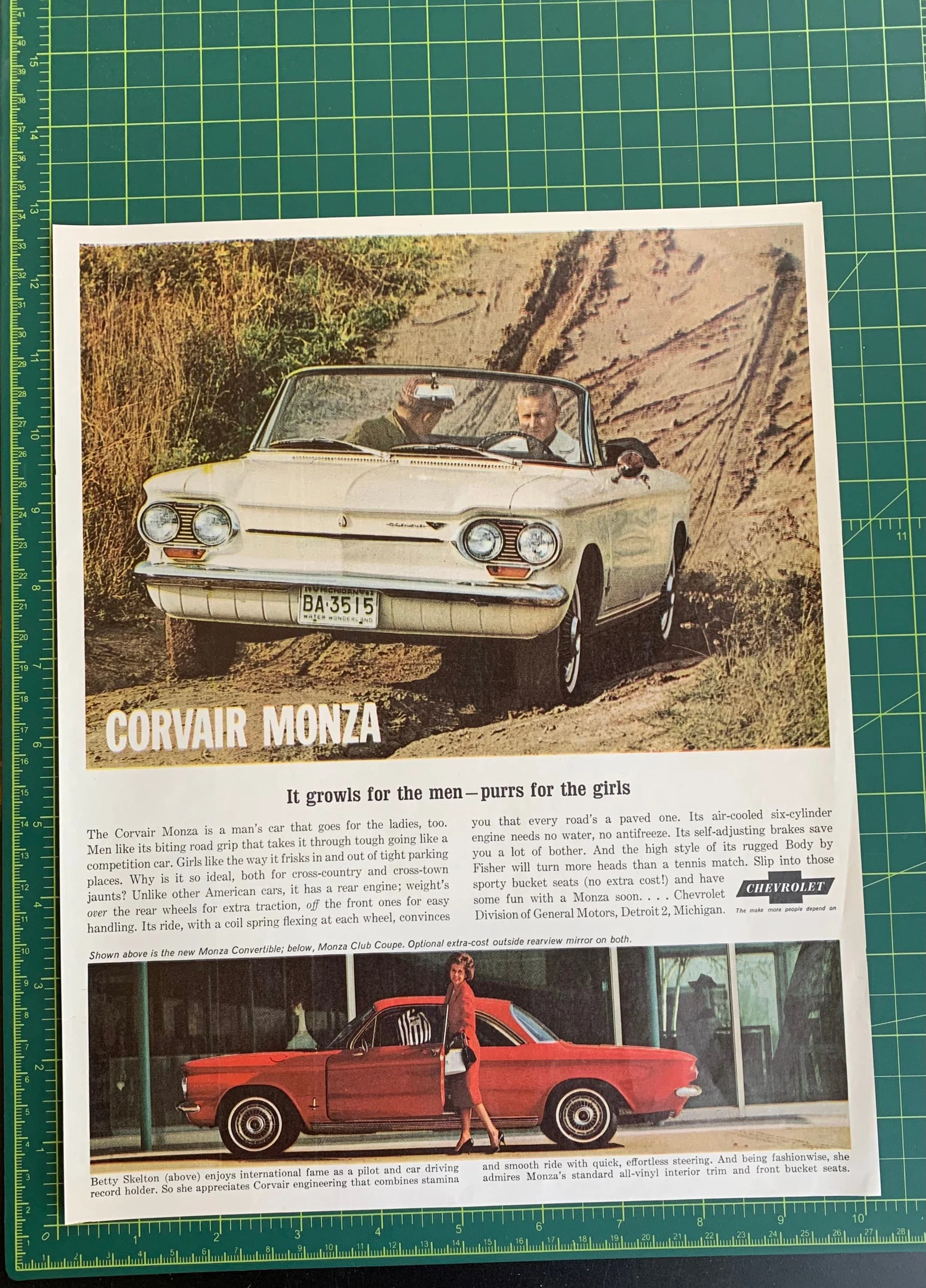 Vintage 1960s Chevrolet Corvair Monza Original Print Ad - image 3