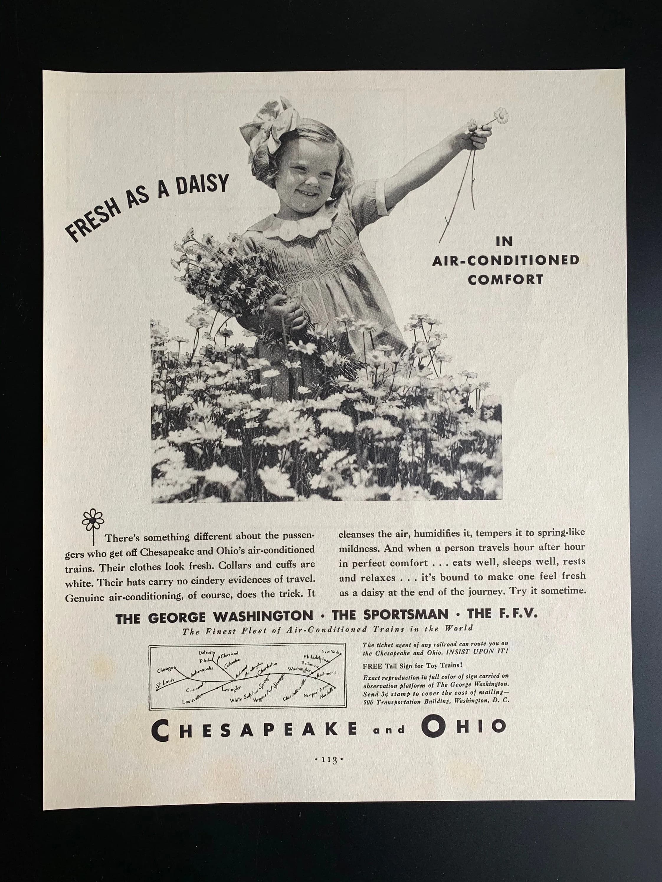 Vintage 1934 Chesapeake & Ohio Railroad Lines Original Advertisement