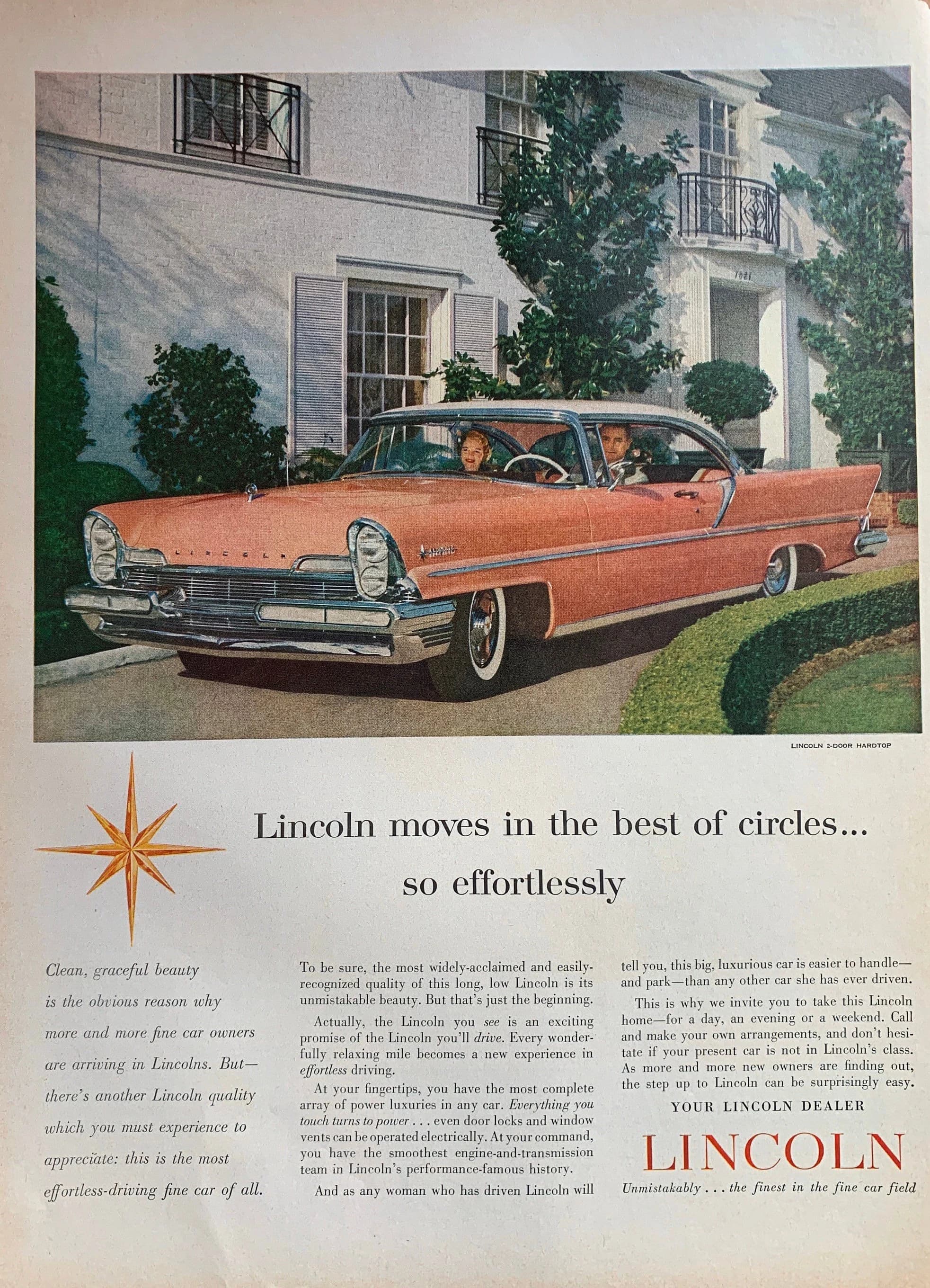 Vintage 1950s Lincoln 2-Door Hardtop Original Print Ad