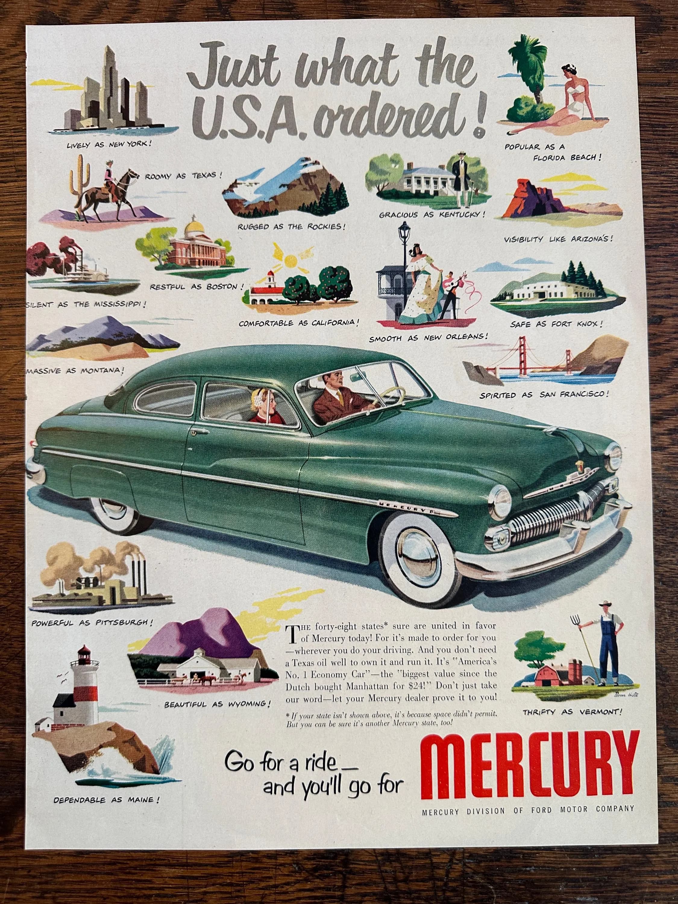 Vintage 1952 Ford Mercury Original Print Ad