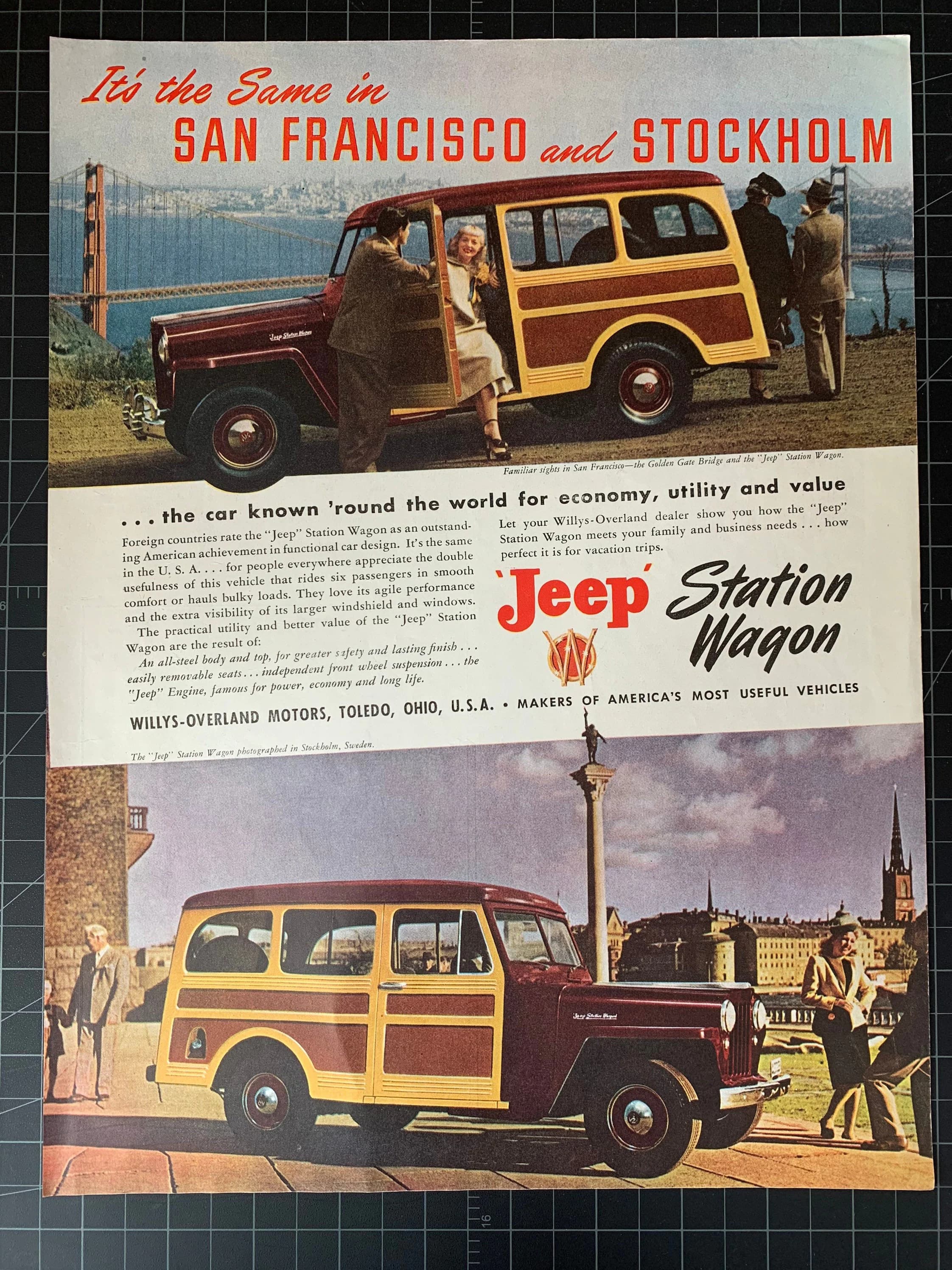 Vintage 1948 Jeep Station Wagon Original Print Ad