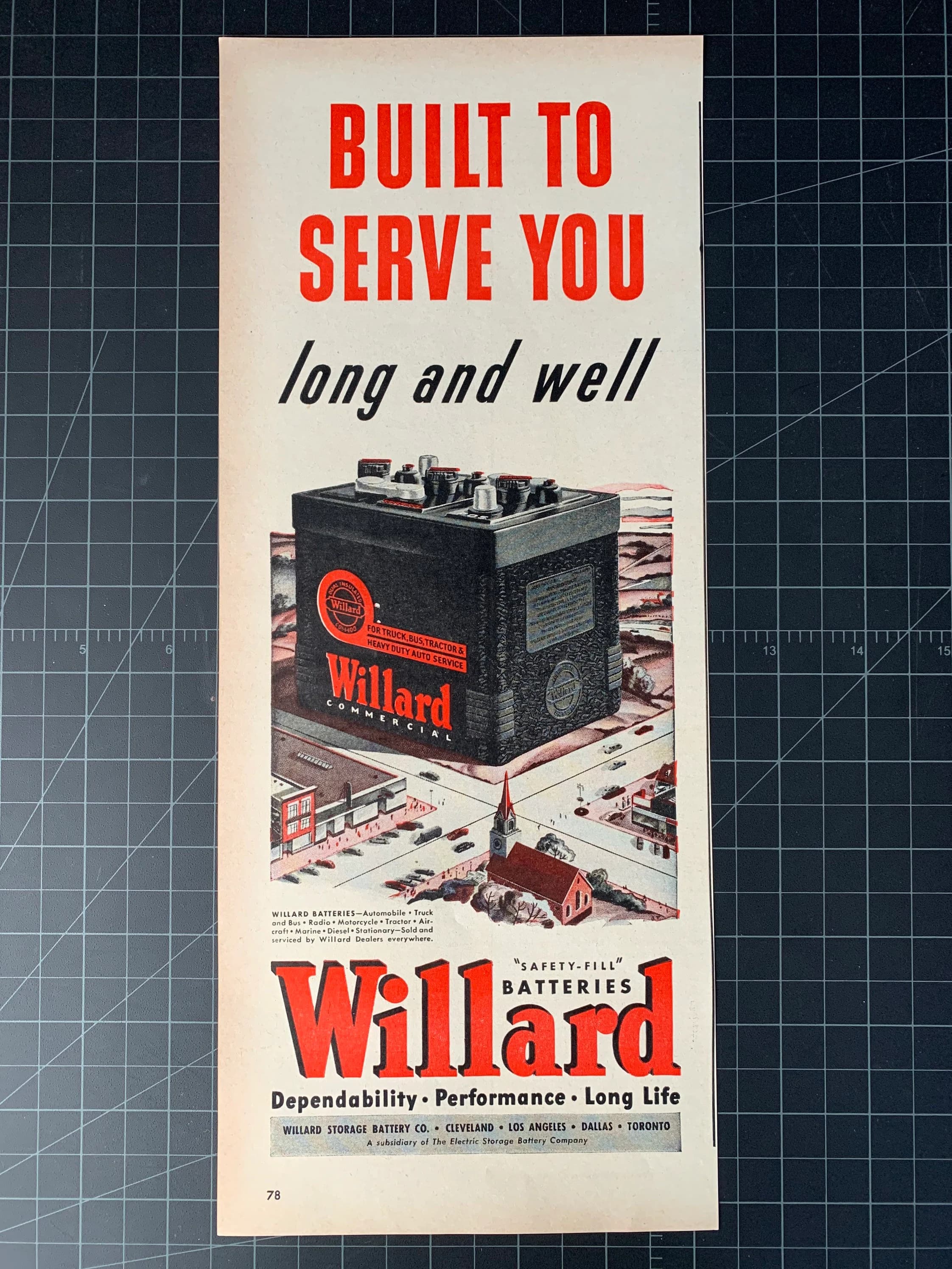 Vintage 1946 Willard Car Batteries Original Advertisement