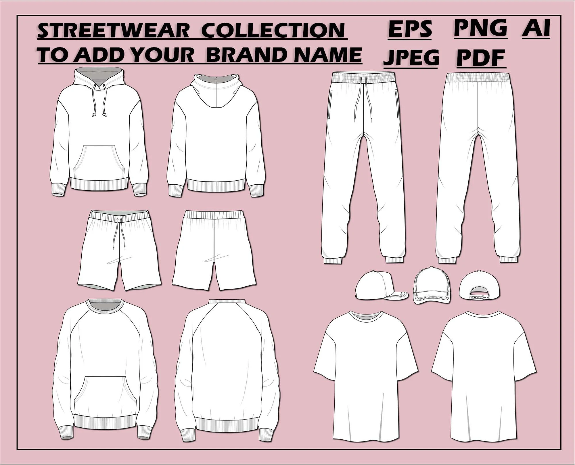Streetwear Vector Bundle: Fashion Flat Sketches (Digital Download)