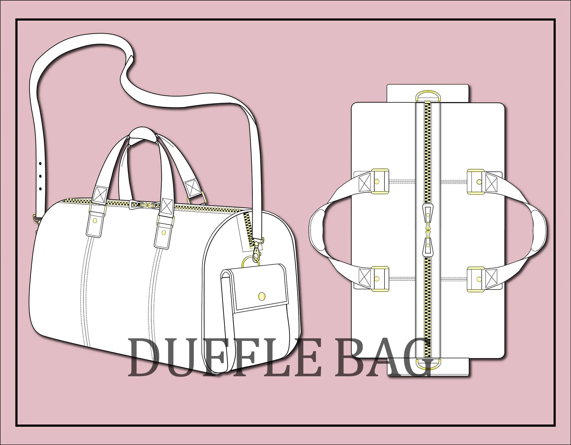 Duffle Bag Vector Template: Fashion Flat Sketch (Digital Download)