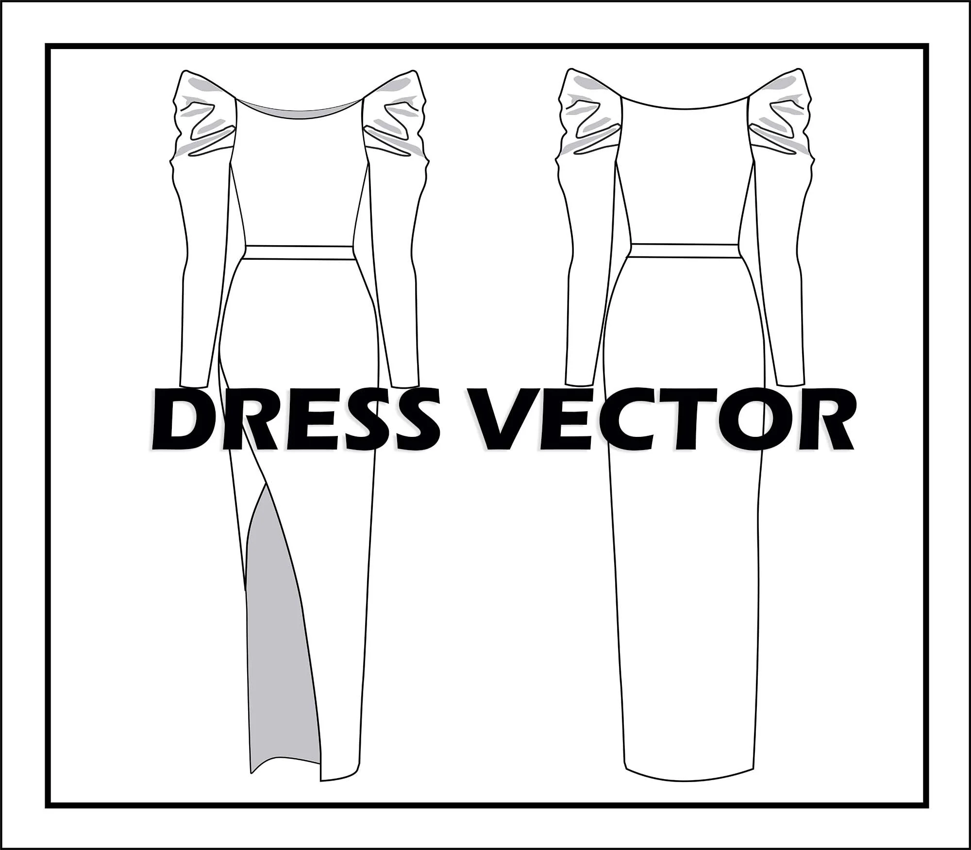 Dress Vector Bundle: Fashion Flat Sketches (Digital Download) - image 2