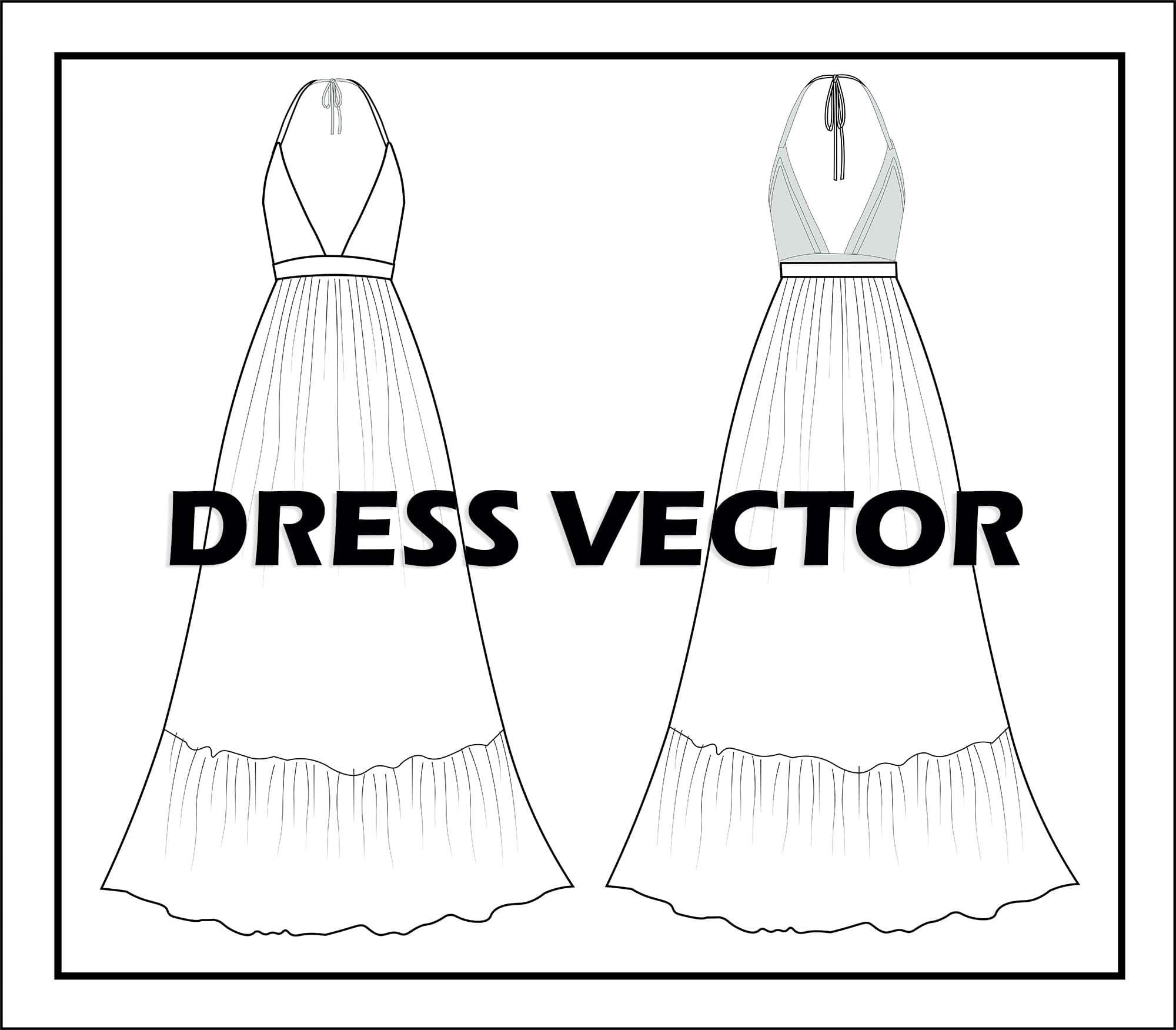 Dress Vector Bundle: Fashion Flat Sketches (Digital Download) - image 3