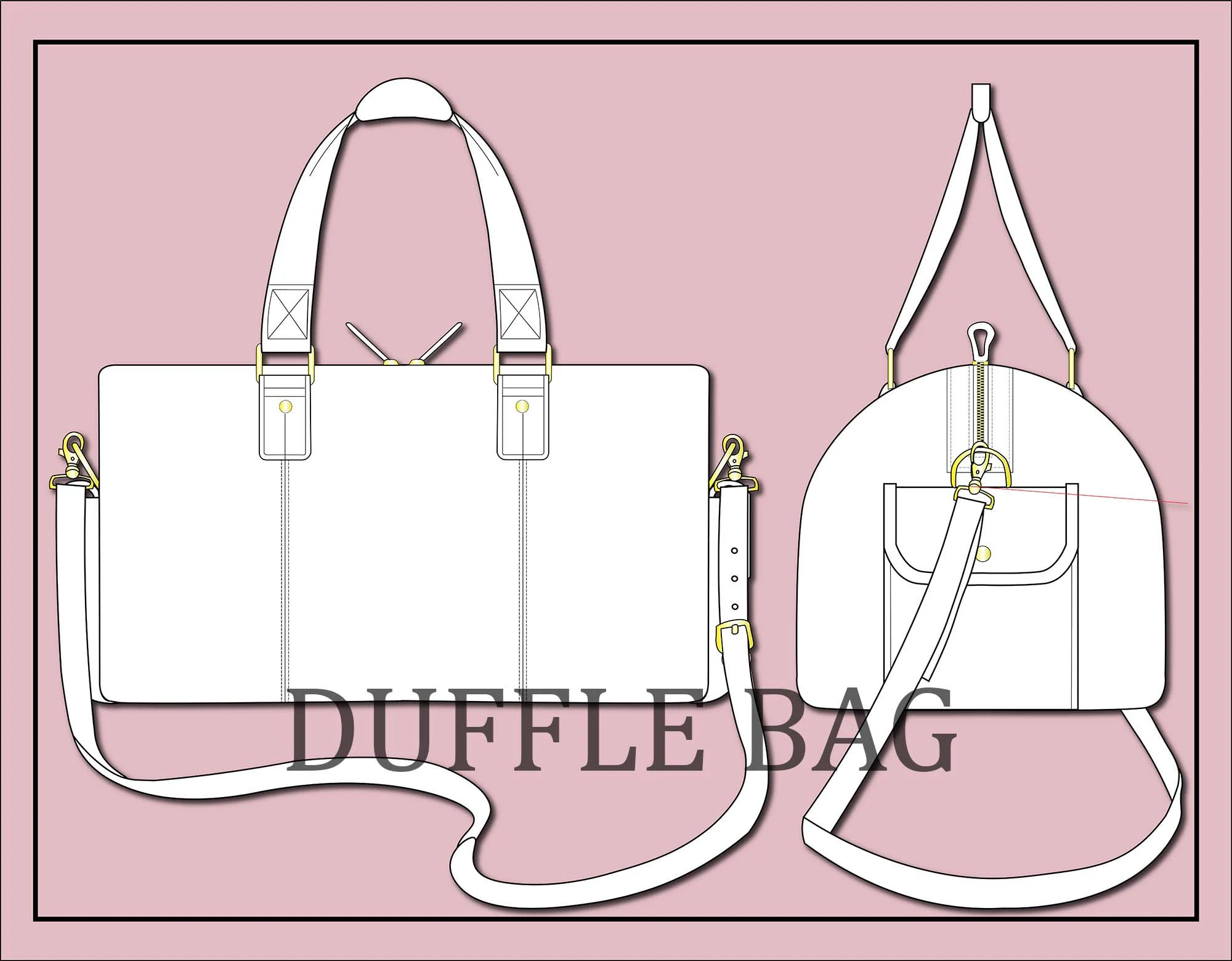 Duffle Bag Vector Template: Fashion Flat Sketch (Digital Download) - image 2