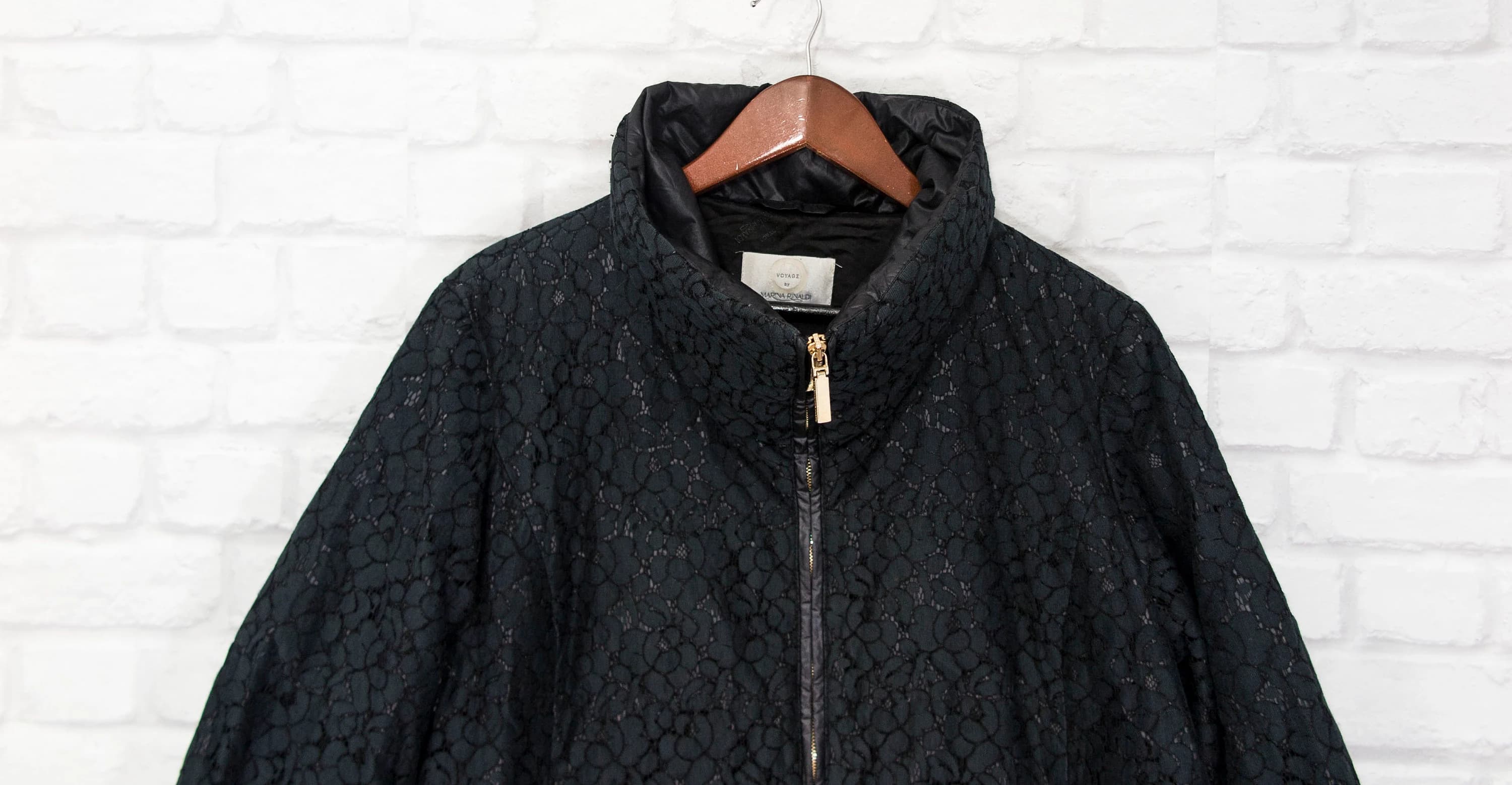 Voyage by Marina Rinaldi Womens Black Lace Jacket Coat Padded size MR21/UK16/US12/XL - image 4