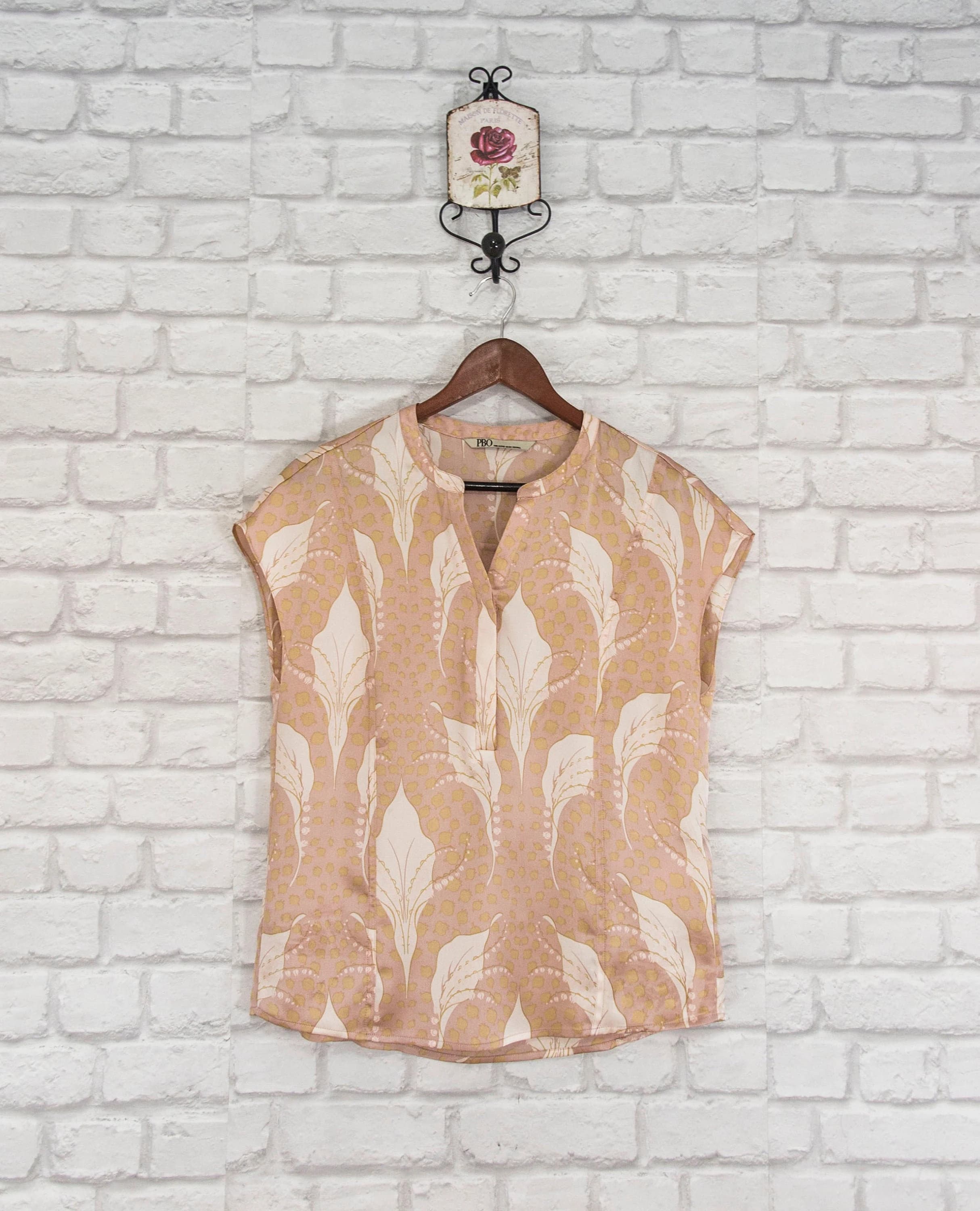 PBO 95% Silk Vintage Top Shirt Blouse size EU34/UK8/US4 Oversized