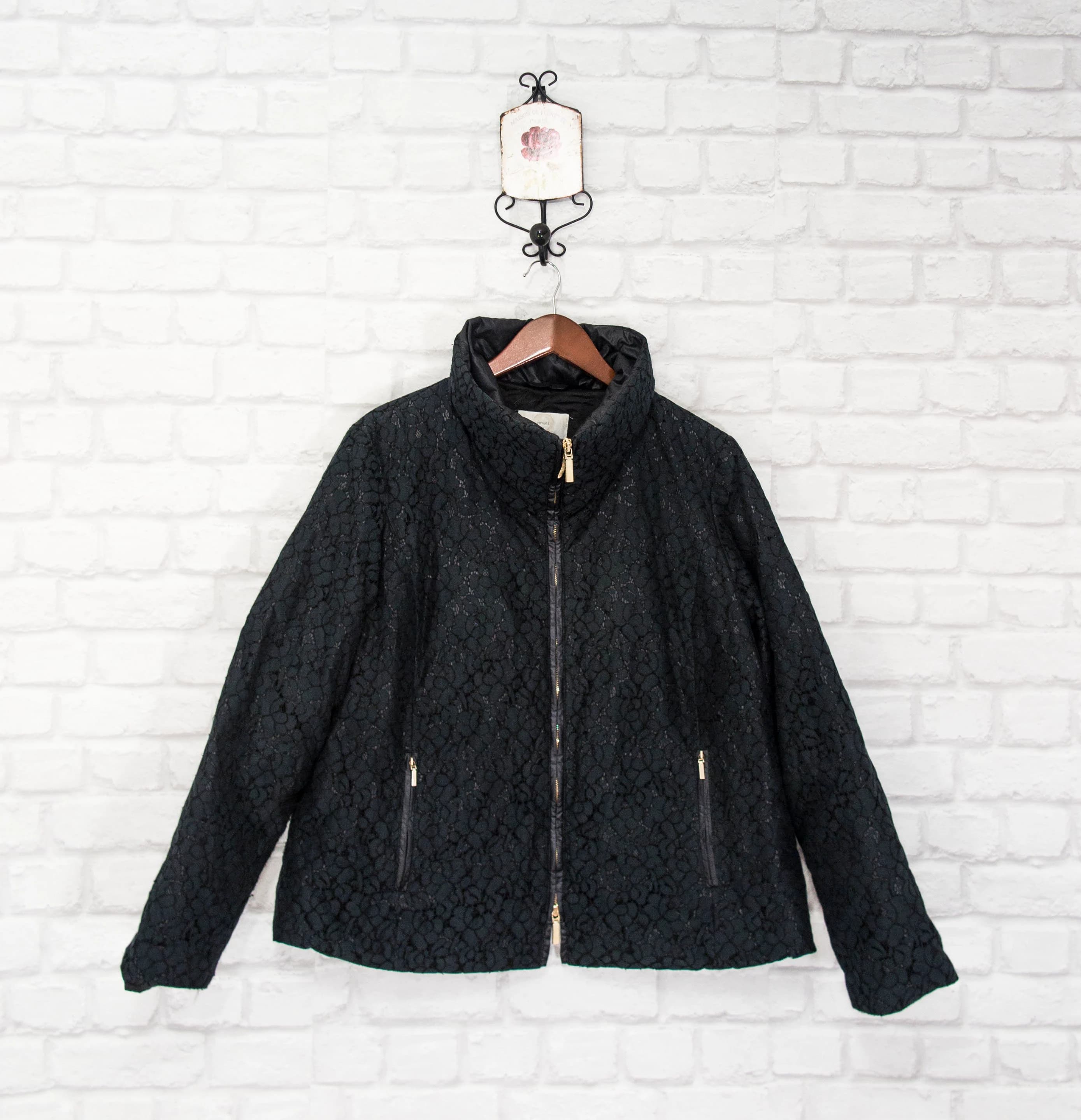 Voyage by Marina Rinaldi Womens Black Lace Jacket Coat Padded size MR21/UK16/US12/XL - image 3
