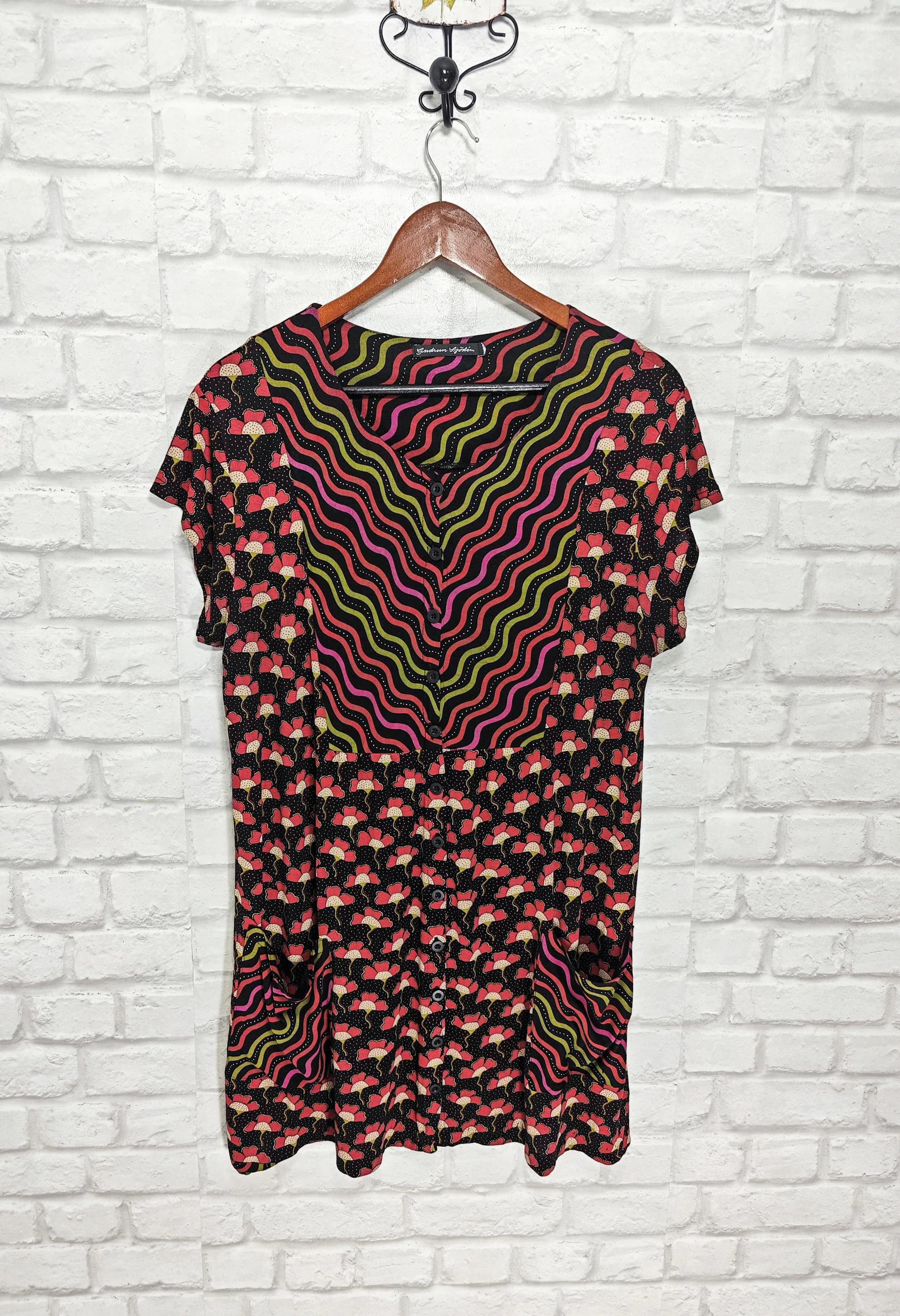 Gudrun Sjoden Floral Tunic Short sleeve Pockets size L