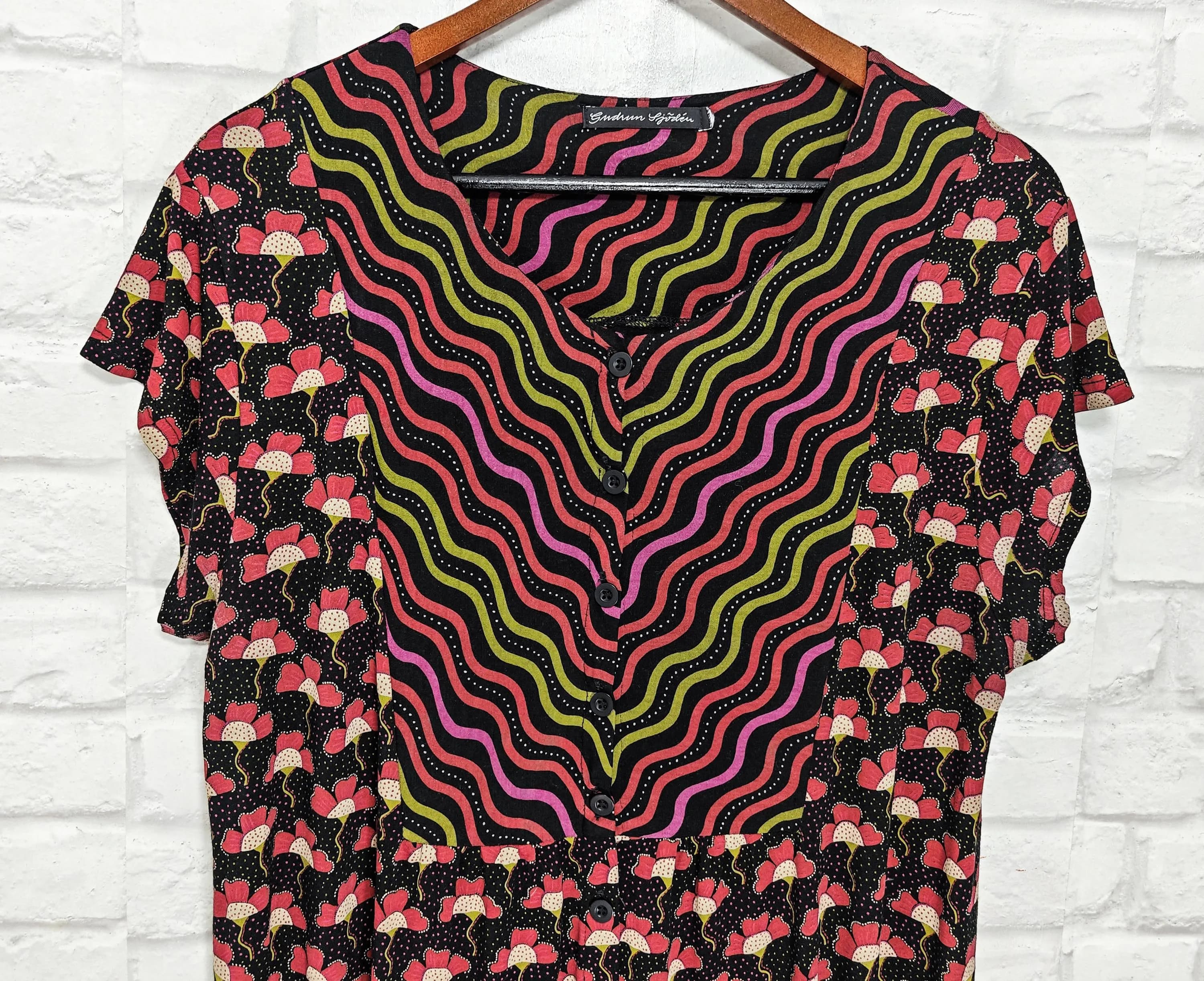 Gudrun Sjoden Floral Tunic Short sleeve Pockets size L - image 3
