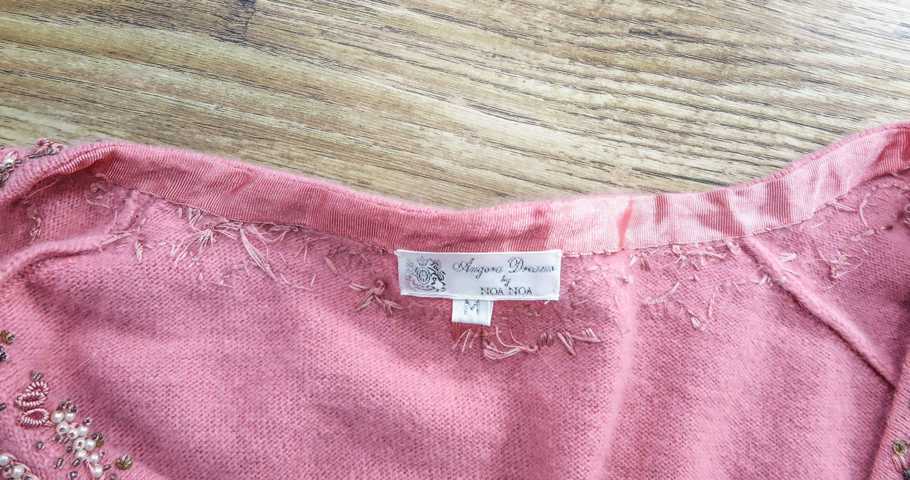 Vintage NOA NOA Dreams Angora/Wool Knit Embellished Beaded Cardigan Sweater size M - image 5