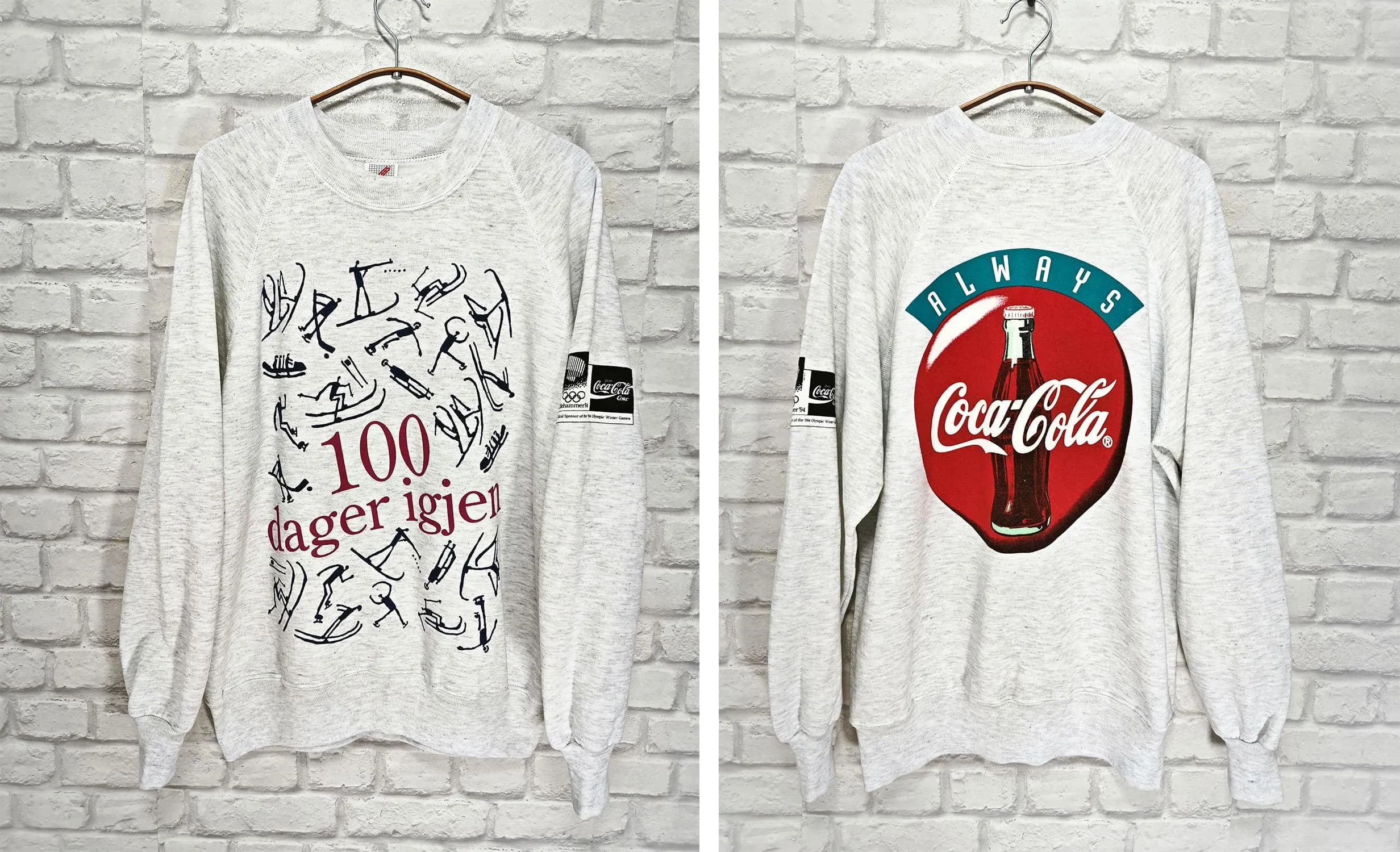 Jerzees Lilehammer 94's Vintage Made in USA Olympic Games Retro Coca Cola Top Sweatshirt Size XL