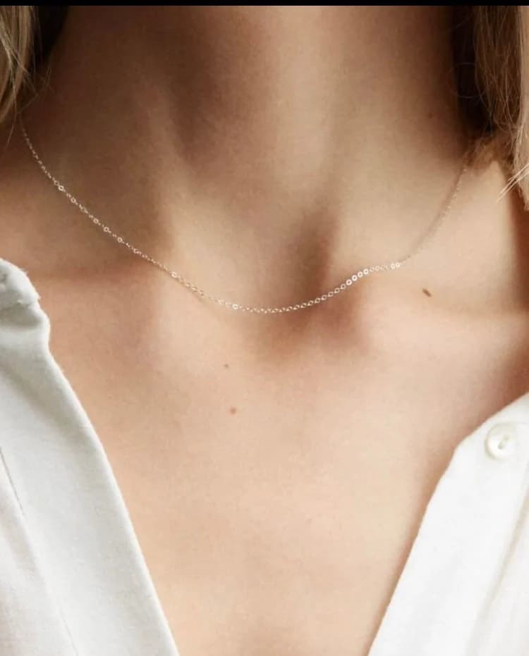 14K Solid Gold Dainty Chain Necklace ,Real Gold Simple Everyday Chain , Delicate Layering Necklace - image 4