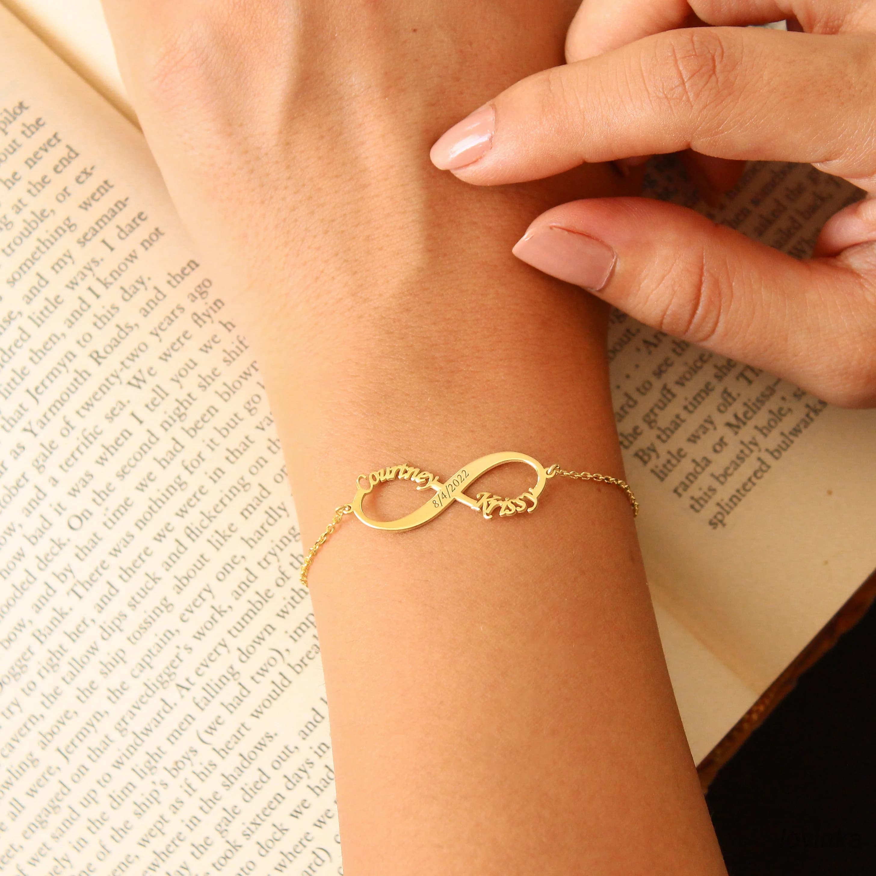 14K Solid Gold Infinity Name Bracelet, Personalized Jewelry,Custom Bracelet,Gift For Her