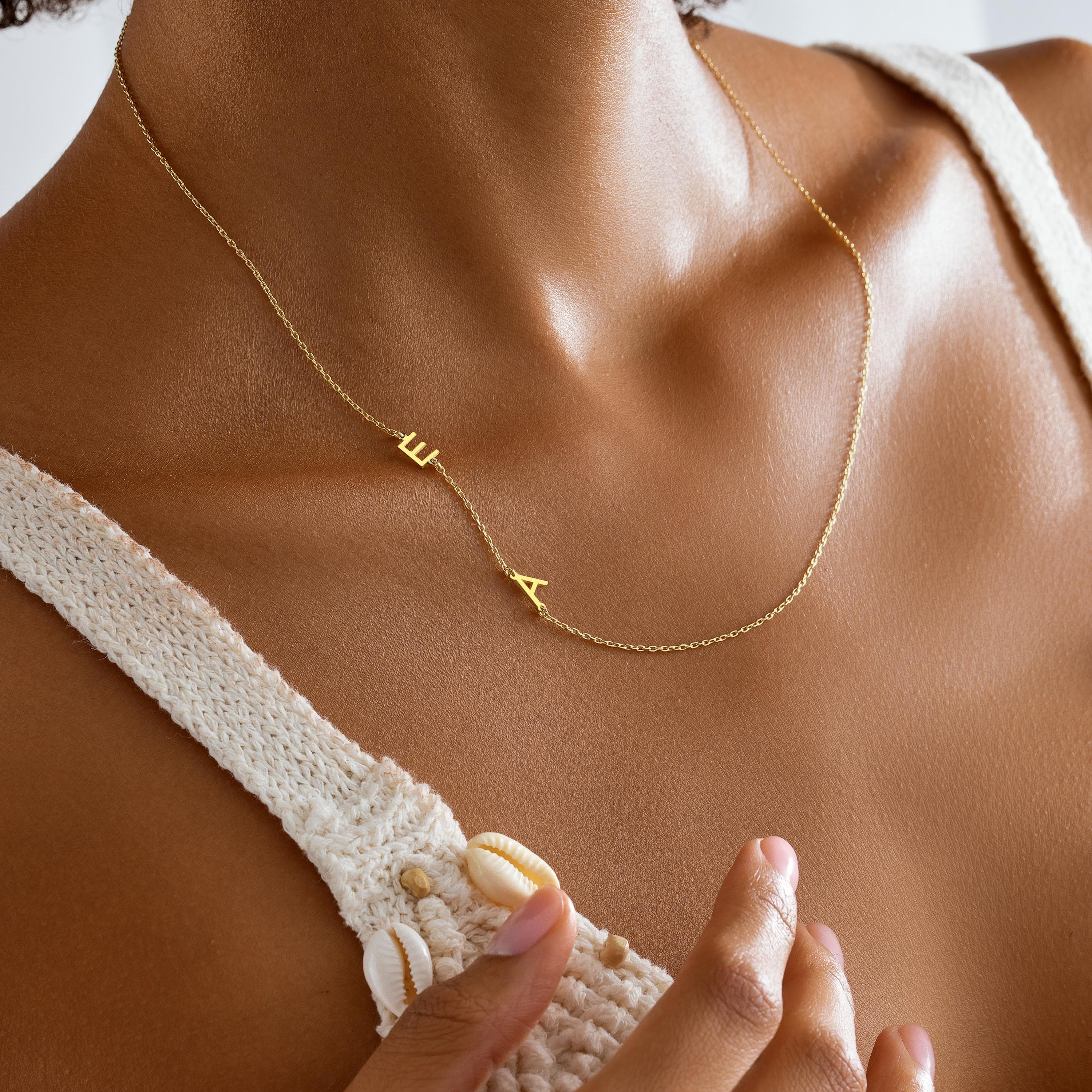Dainty Initial Necklace,Sideways Initial Necklace,Custom Letter Necklace,Personalized Jewelry,Gift For Her, Christmas Gift,Mothers Gifts - image 5