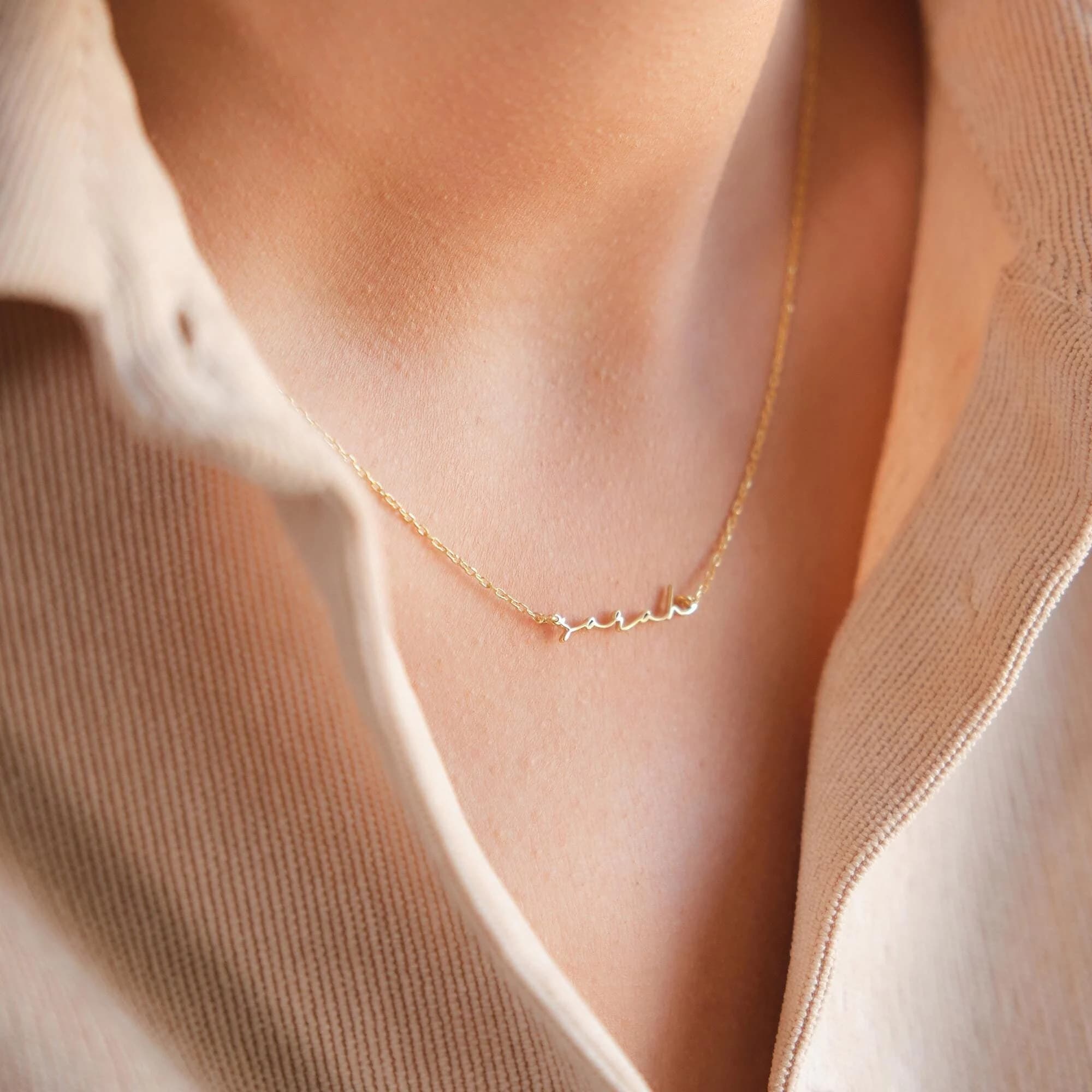 14K Solid Gold Name Necklace,Personalized Real Gold Name Necklace,Custom Name Necklace,Minimalist Necklace,Gift For Her,Birthday Gift