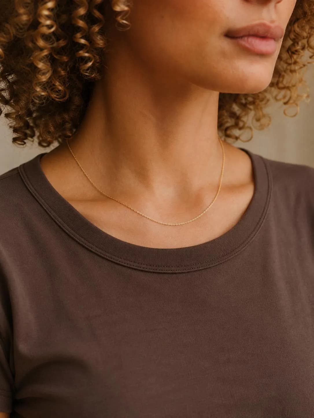 14K Solid Gold Dainty Chain Necklace ,Real Gold Simple Everyday Chain , Delicate Layering Necklace