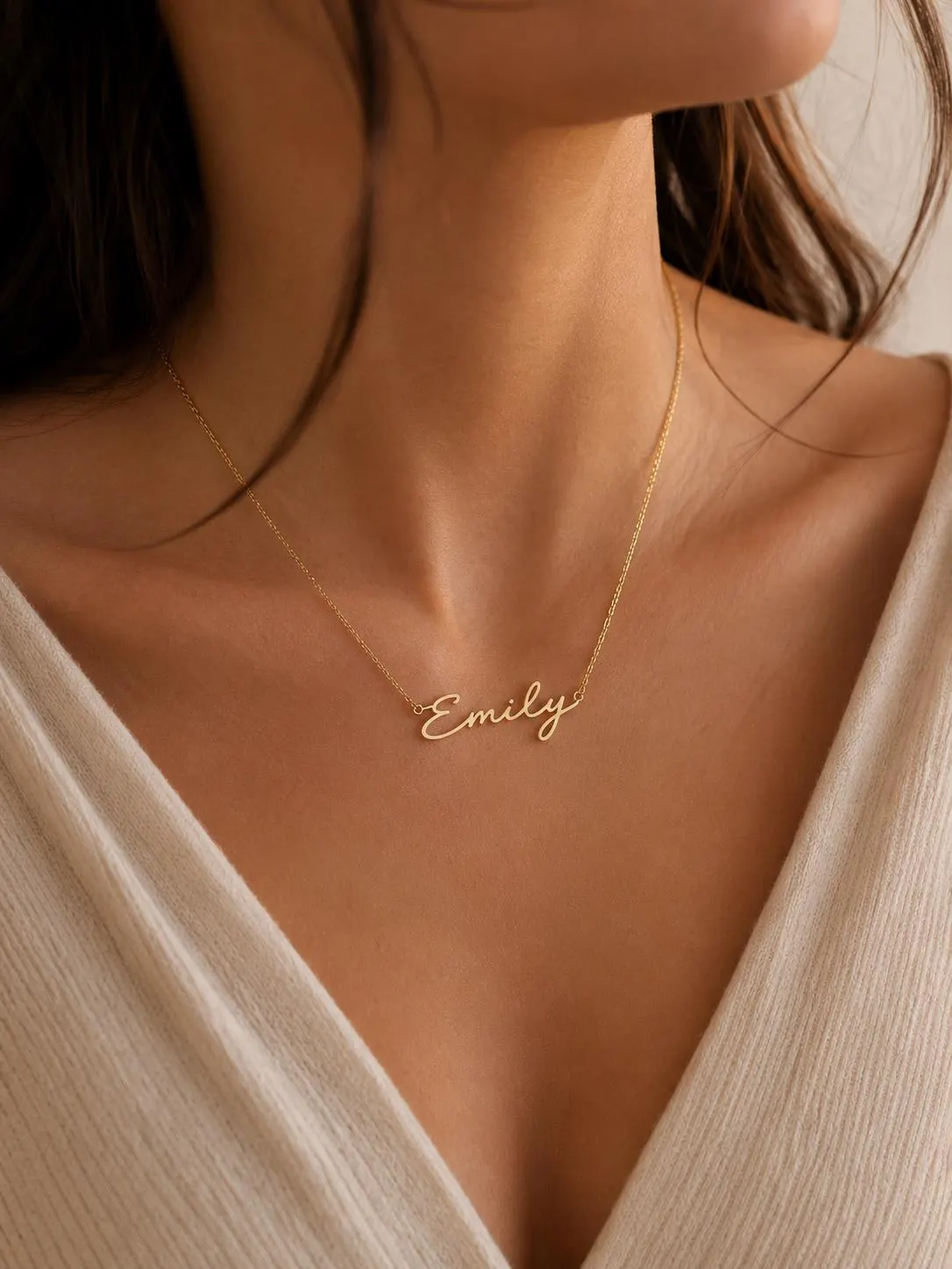 14K Solid Gold Name Necklace,Real Gold Necklace,Personalized Jewelry,Custom Necklace,Gift For Her