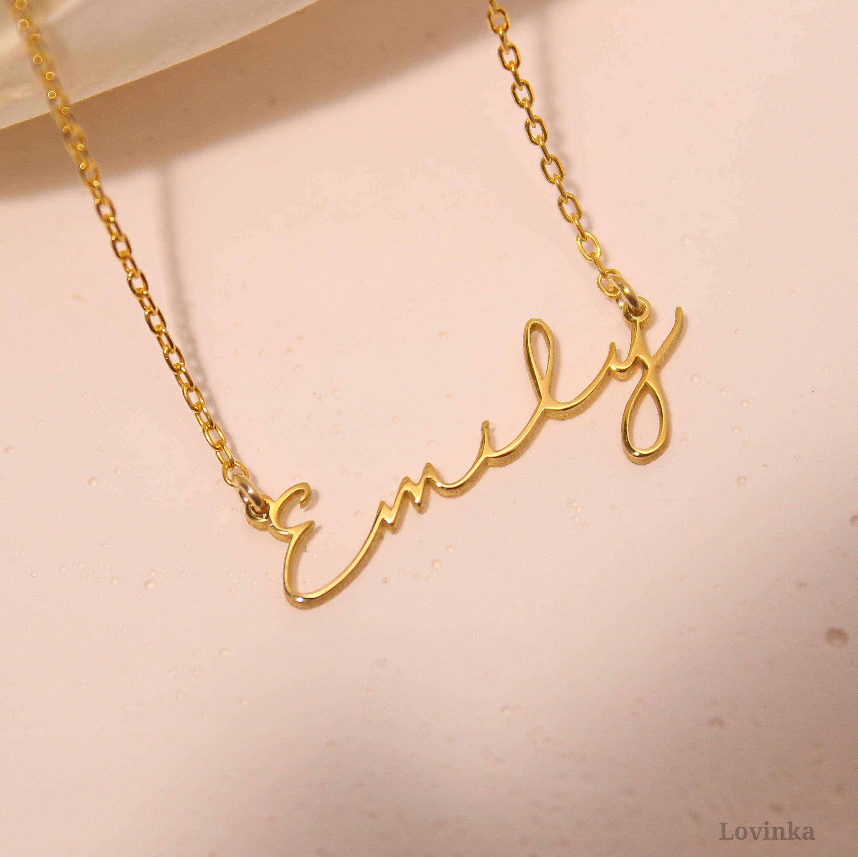 14k Solid Gold Name Necklace - Personalized Real Gold Jewelry – Custom Necklace-Gift for Her - image 5