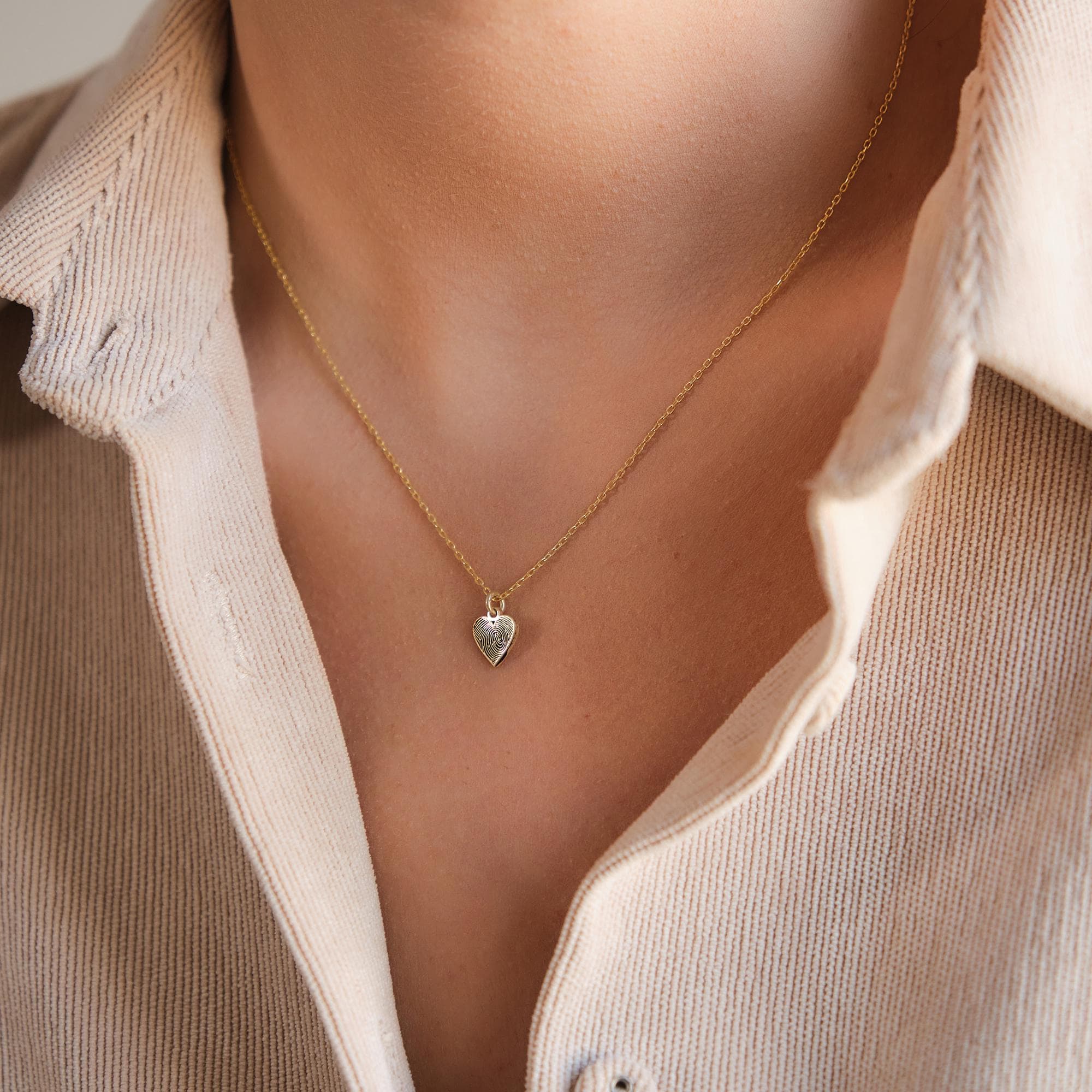14K Solid Gold Heart Fingerprint Necklace,Actual Fingerprint Necklace,Fingerprint Jewelry,Memorial Gift,Personalized Gifts - image 5