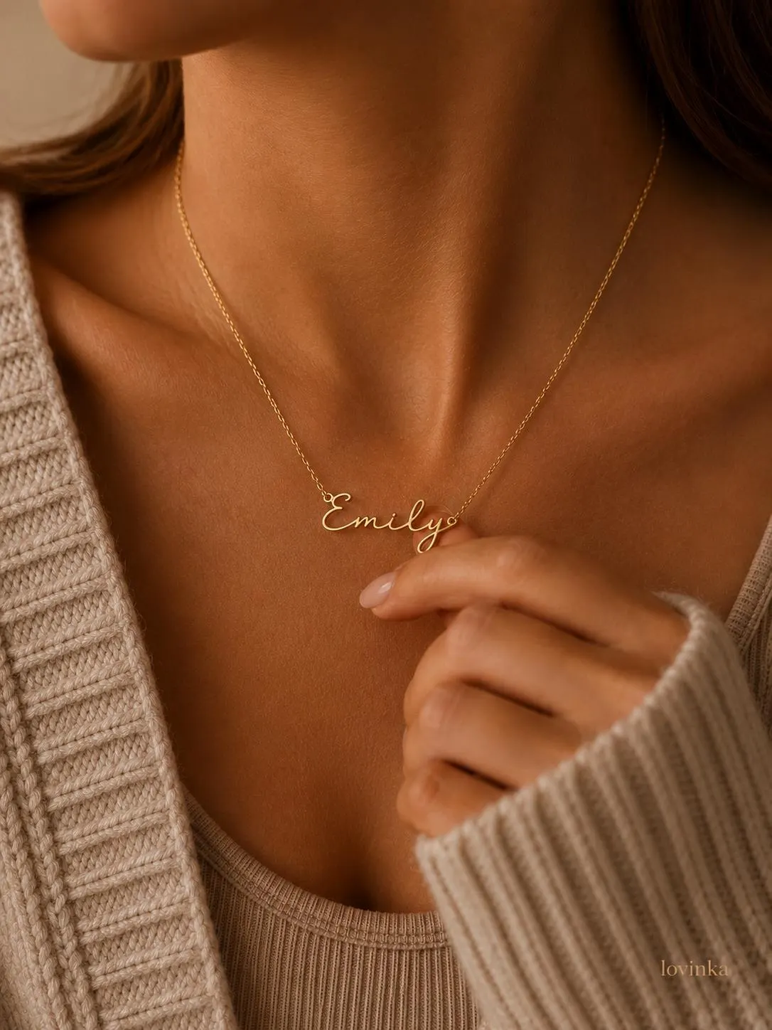 14k Solid Gold Name Necklace - Personalized Real Gold Jewelry – Custom Necklace-Gift for Her