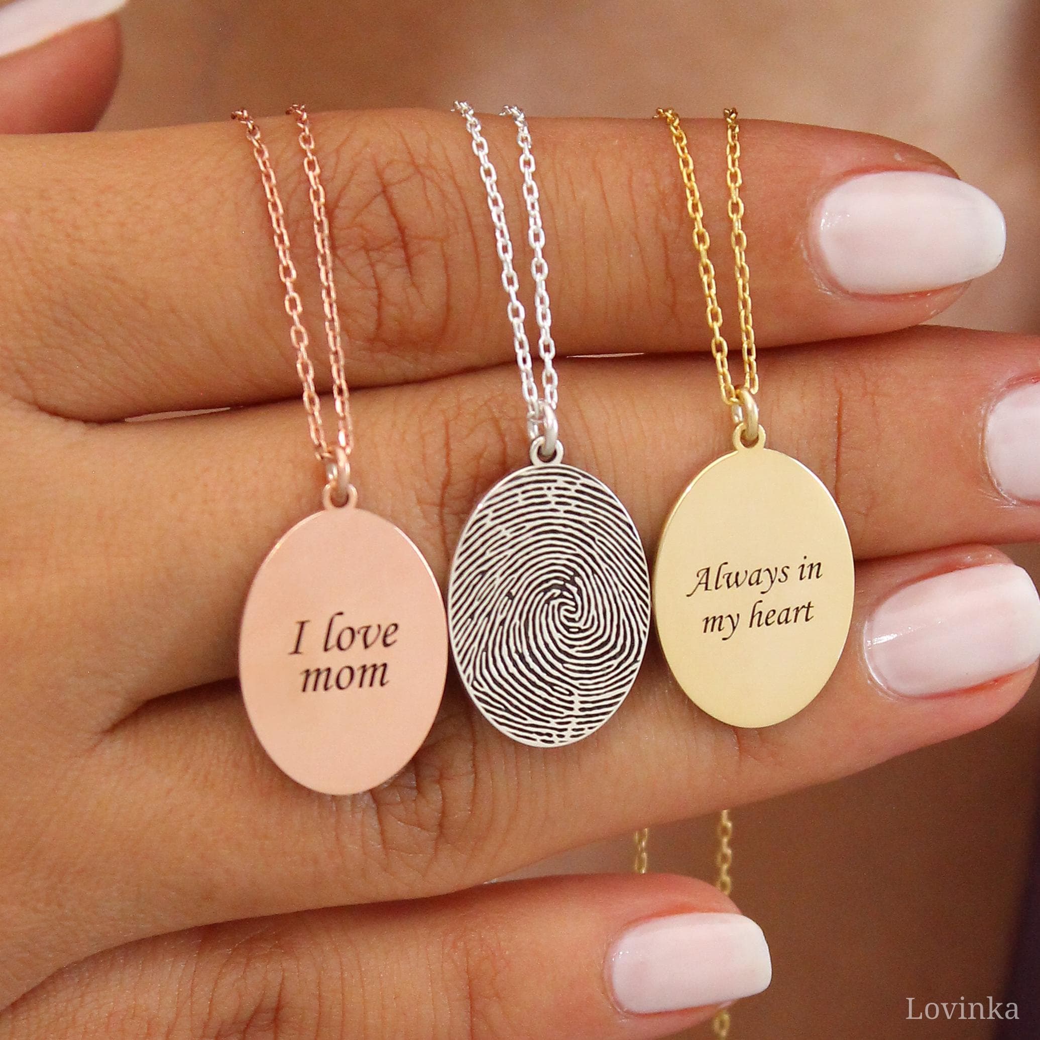 Personalized Fingerprint Necklace, Custom Fingerprint Jewelry, Memorial Necklace, Engraved Fingerprint Gift, Sympathy Gift for Mom - image 3
