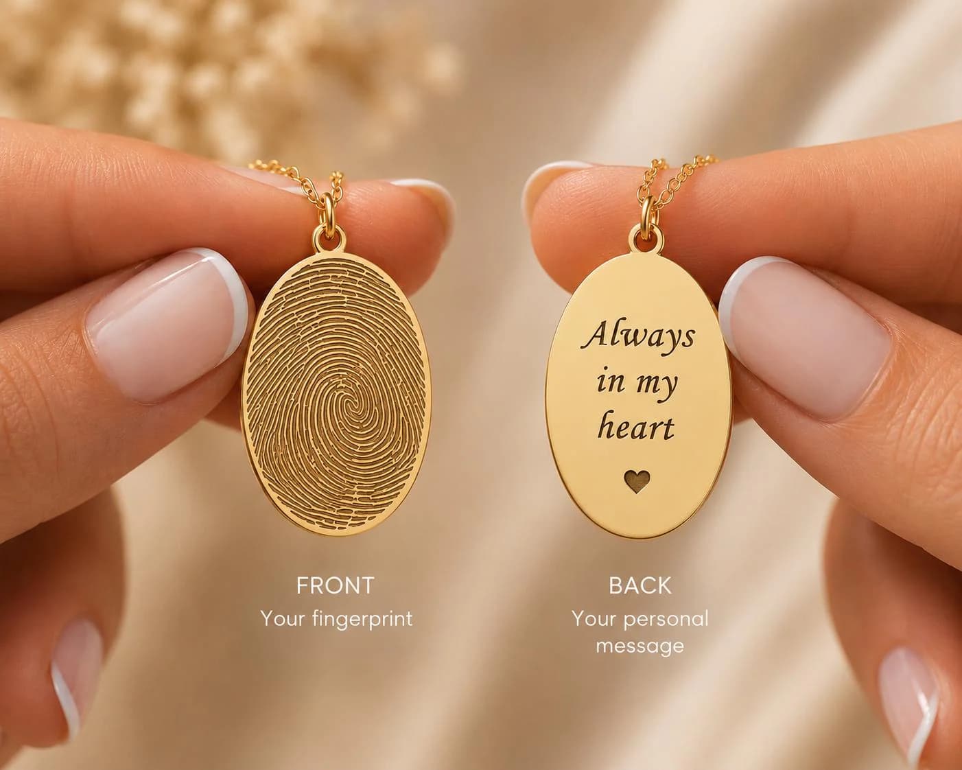 Personalized Fingerprint Necklace, Custom Fingerprint Jewelry, Memorial Necklace, Engraved Fingerprint Gift, Sympathy Gift for Mom