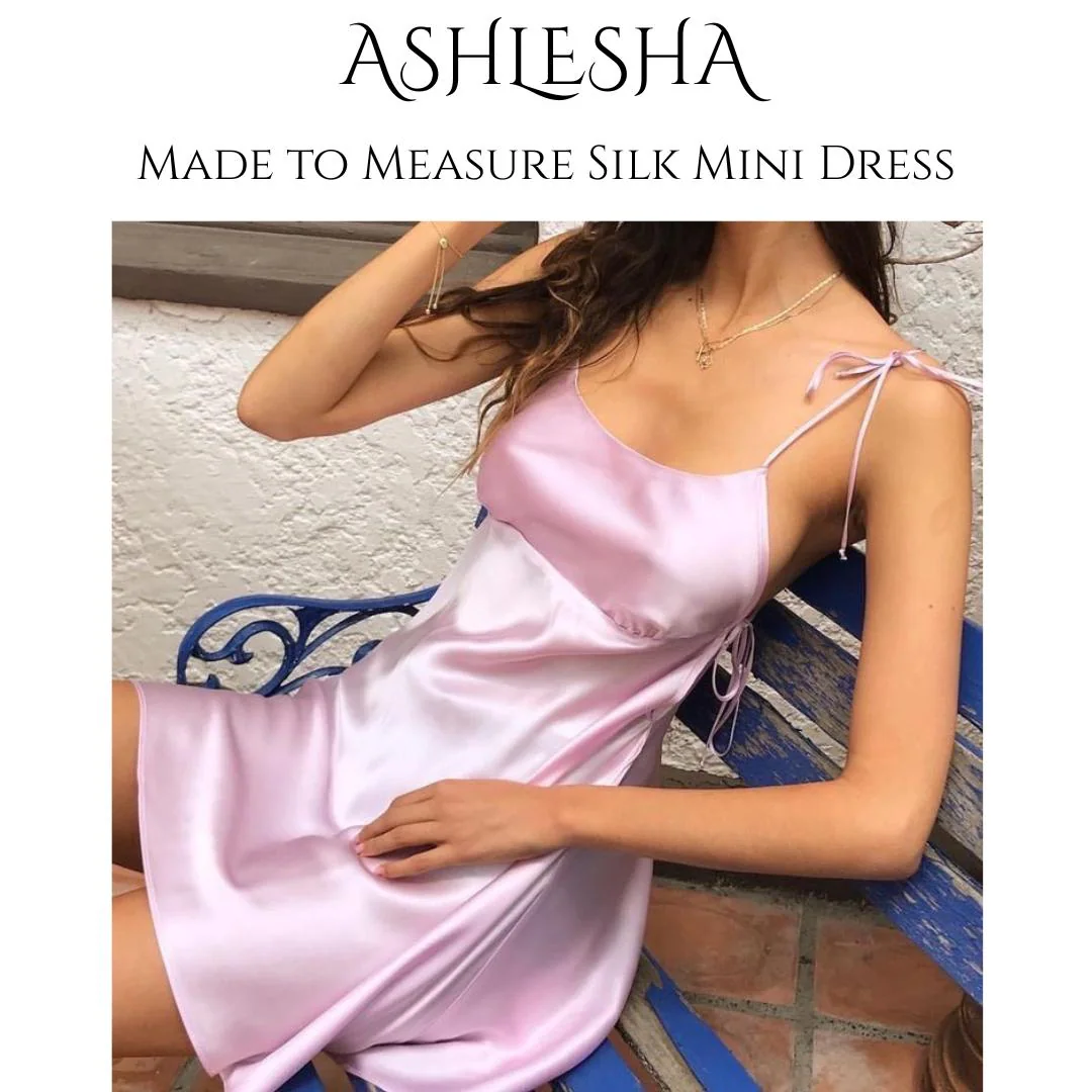 Y2K Inspired Mulberry Silk Slip Dress: Mini with Ties on the Sides and Straps, Made-to-Measure (Dm ANY shade of ur choice) - image 3