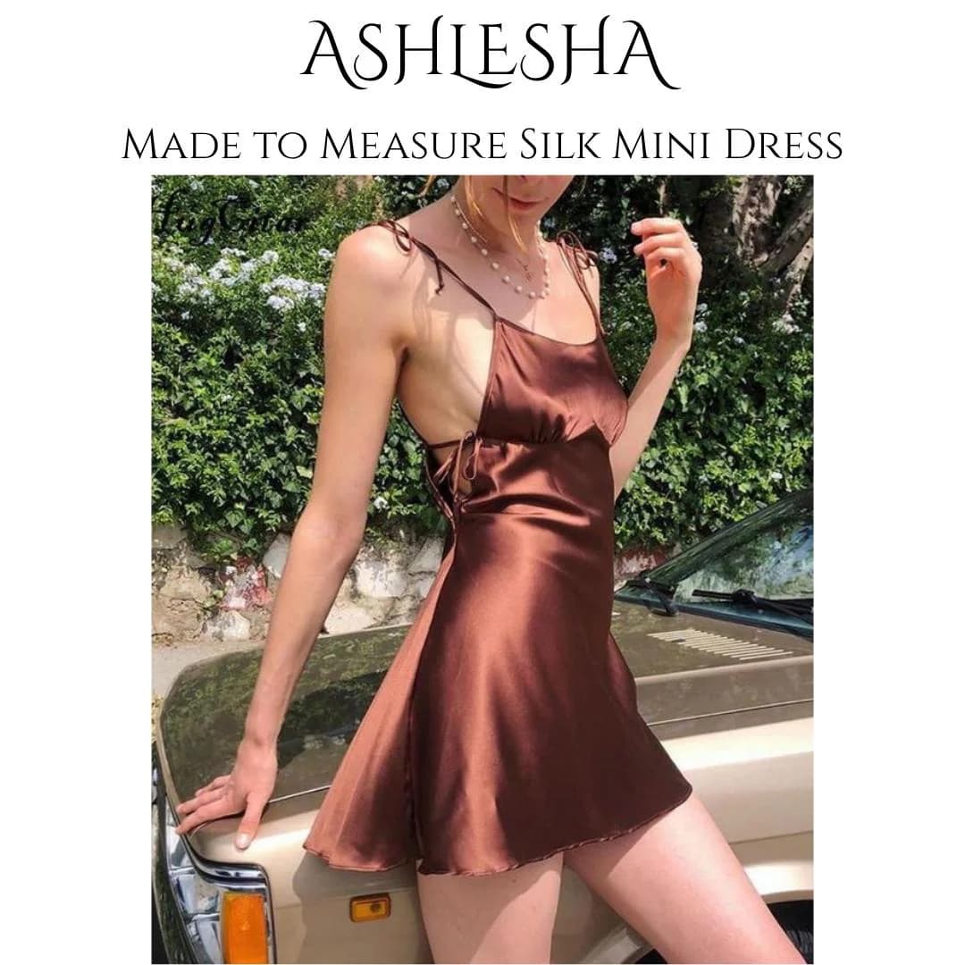Y2K Inspired Mulberry Silk Slip Dress: Mini with Ties on the Sides and Straps, Made-to-Measure (Dm ANY shade of ur choice)
