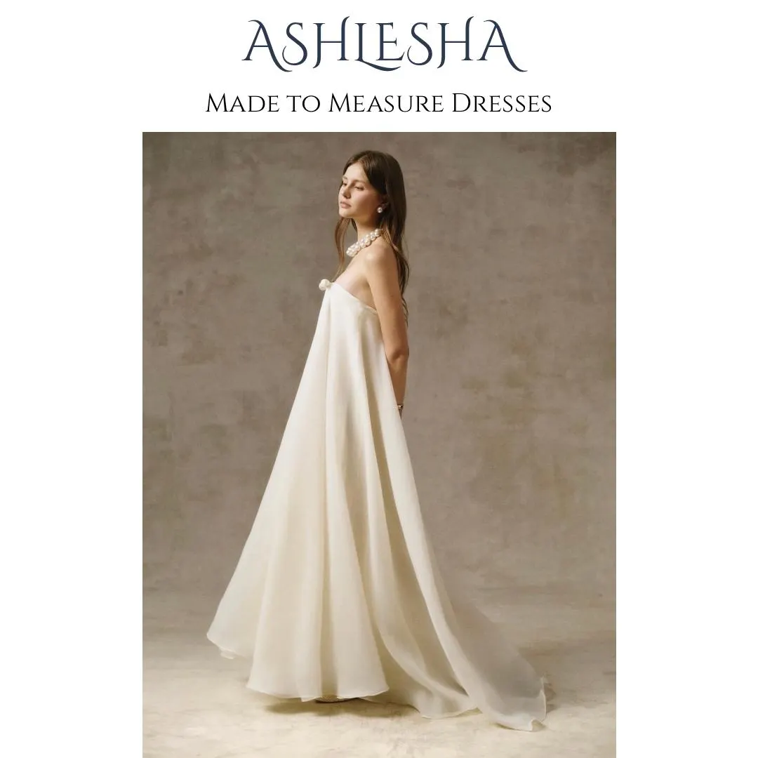 Made-to-measure - Organza Romantic Dress, Strapless/Spaghetti, Bow detailing, Minimal, Wedding, whimsical, flowy, Fully Lined - image 3