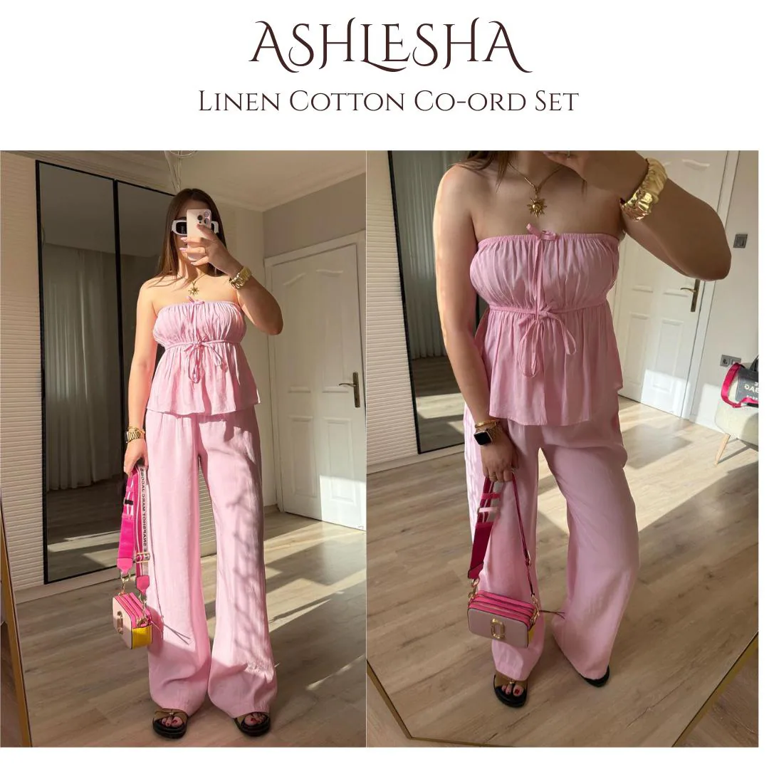 Sustainable Linen Cotton Co-ord Set: Strapless/Spaghetti Top, Wide/Parallel Trouser, Summer Style - image 5