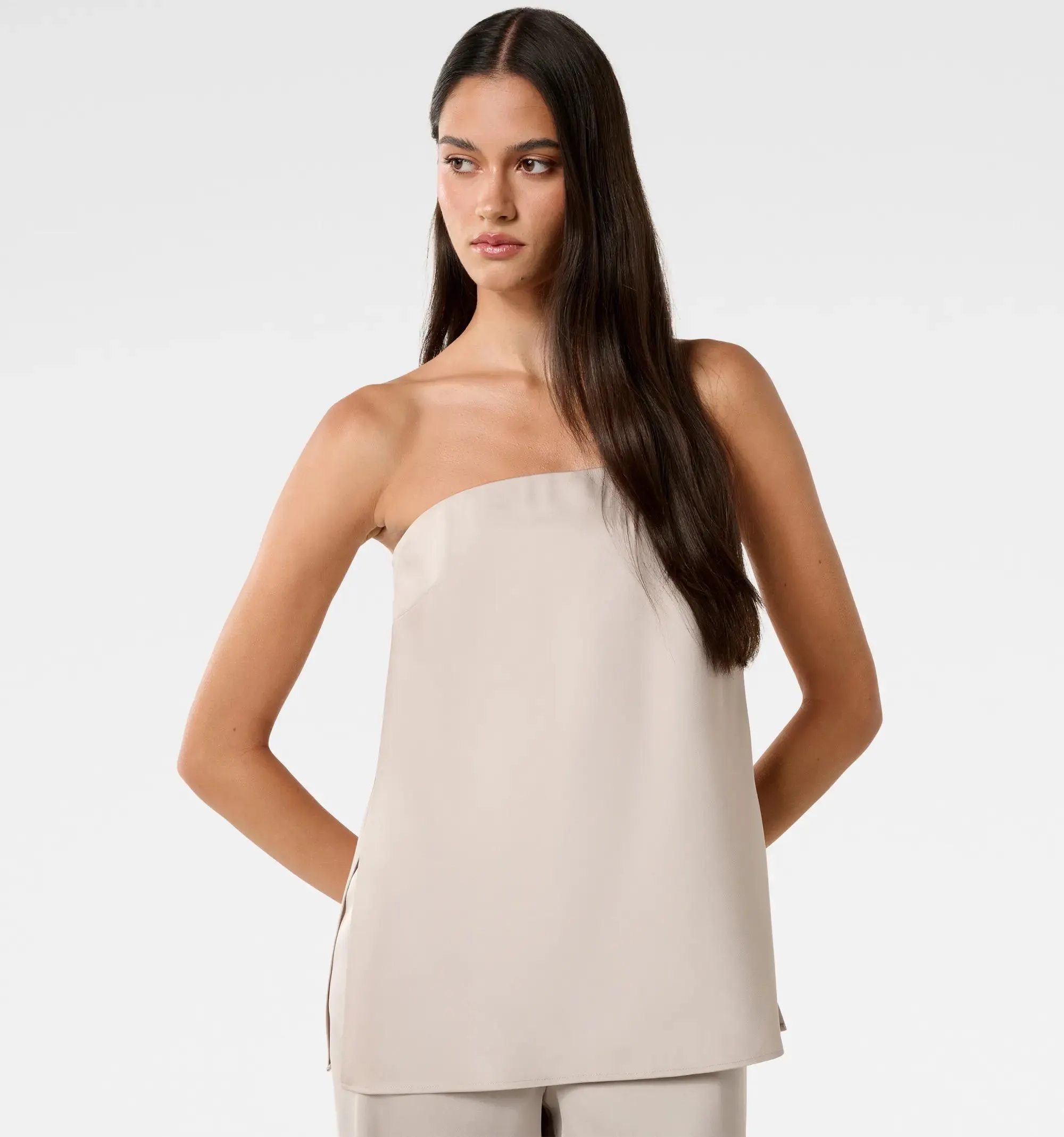 Custom Modal Silk Co-ord Set: Wide Leg Trousers, Strapless/Spaghetti Strap - image 3