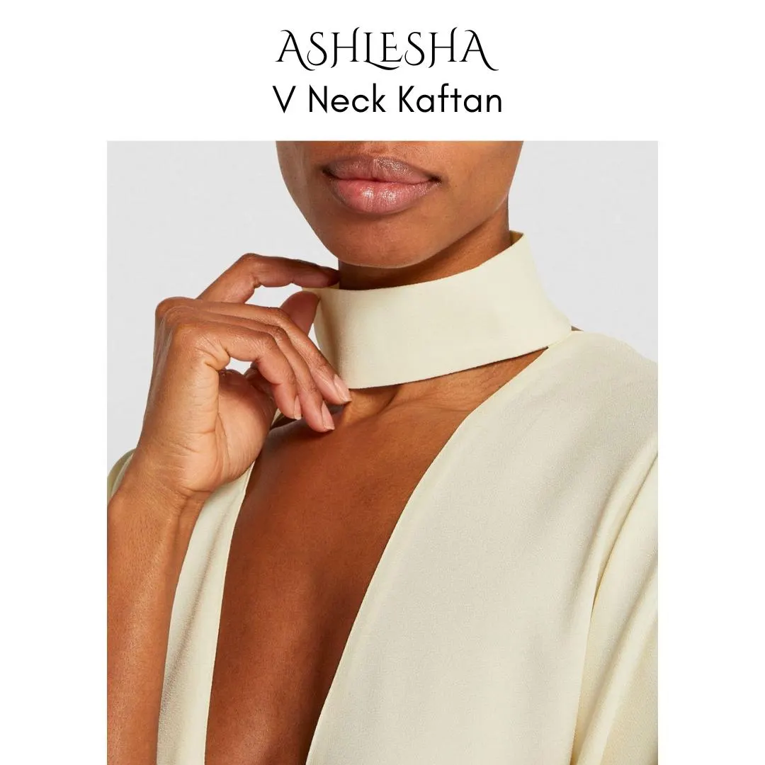 Made-to-Measure V Neck Kaftan Styled Dress: Custom Color, Size, Length, Slit/No Slit - Shiny or Matte - image 5