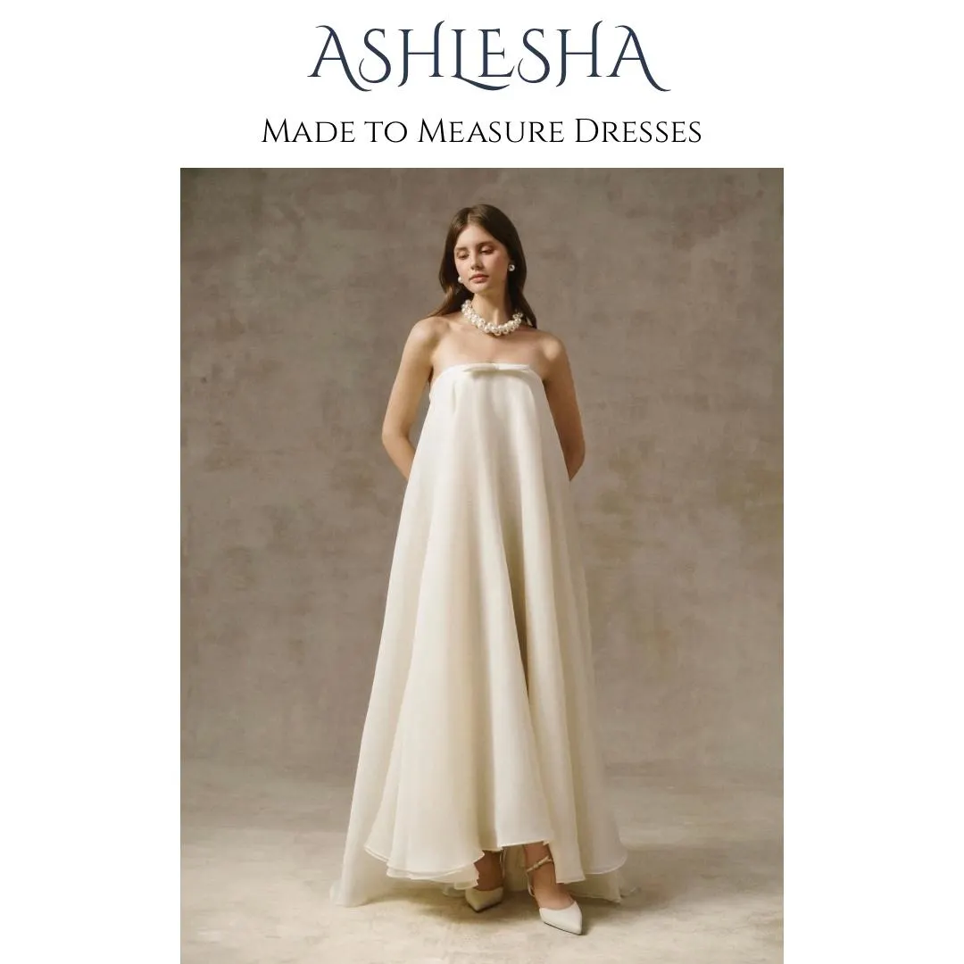 Made-to-measure - Organza Romantic Dress, Strapless/Spaghetti, Bow detailing, Minimal, Wedding, whimsical, flowy, Fully Lined - image 2
