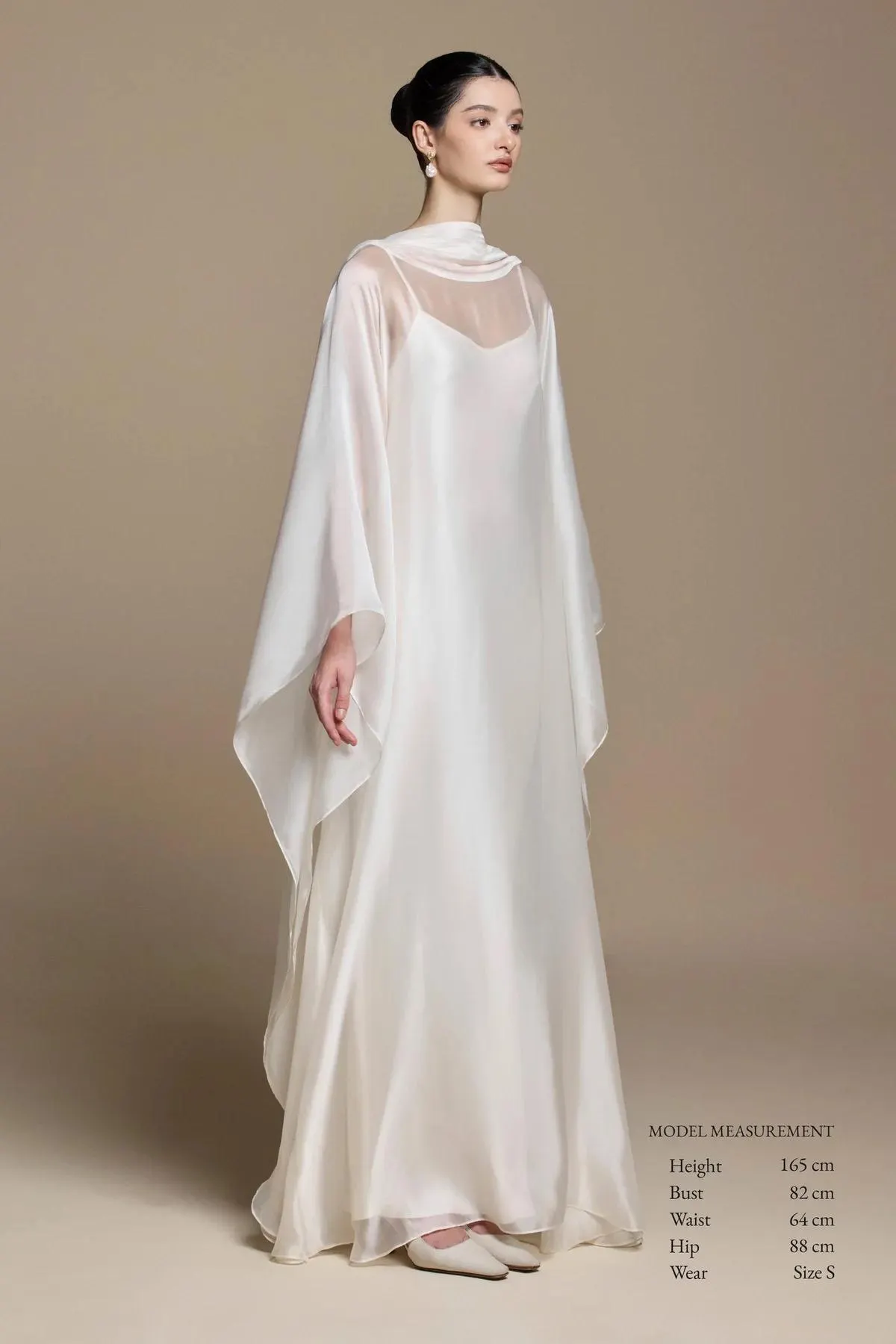 Sheer Silk (Outer Layer Only) Butterfly Abaya Dress: Custom Kaftan-Style Gown - Organza Silk