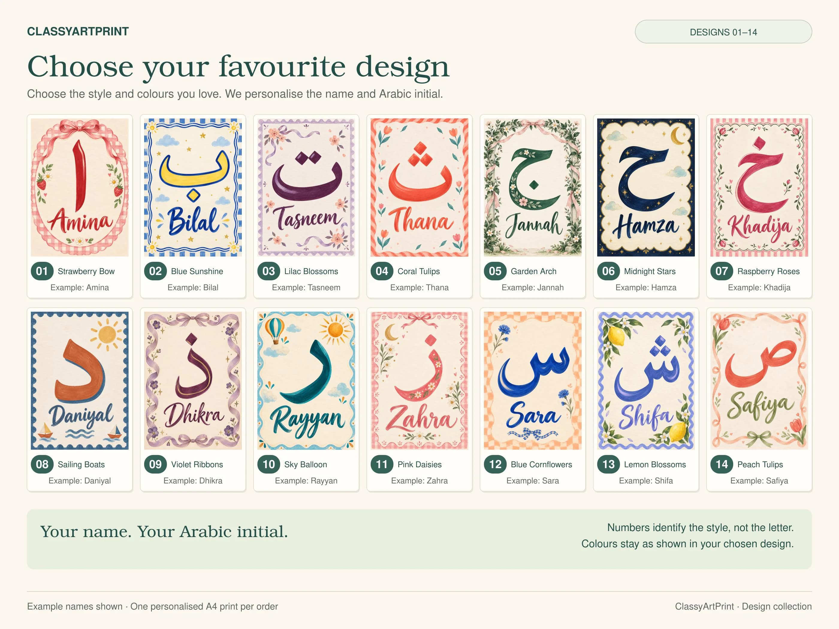 Personalised Arabic Name Print, Custom Nursery Wall Art (A4 Digital Download) - image 5