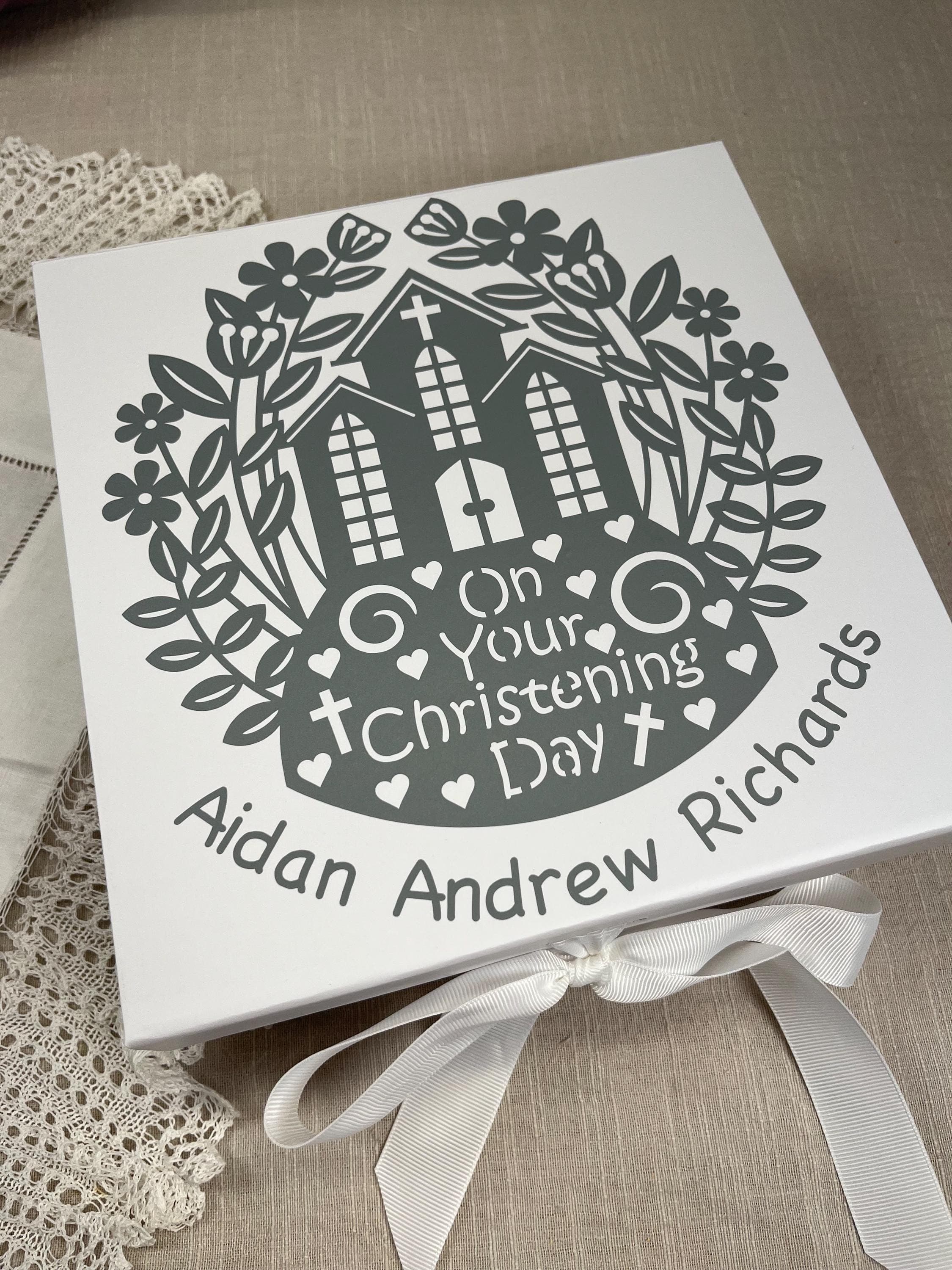 Personalised Christening Gift Box: Church Design Keepsake Box - image 4