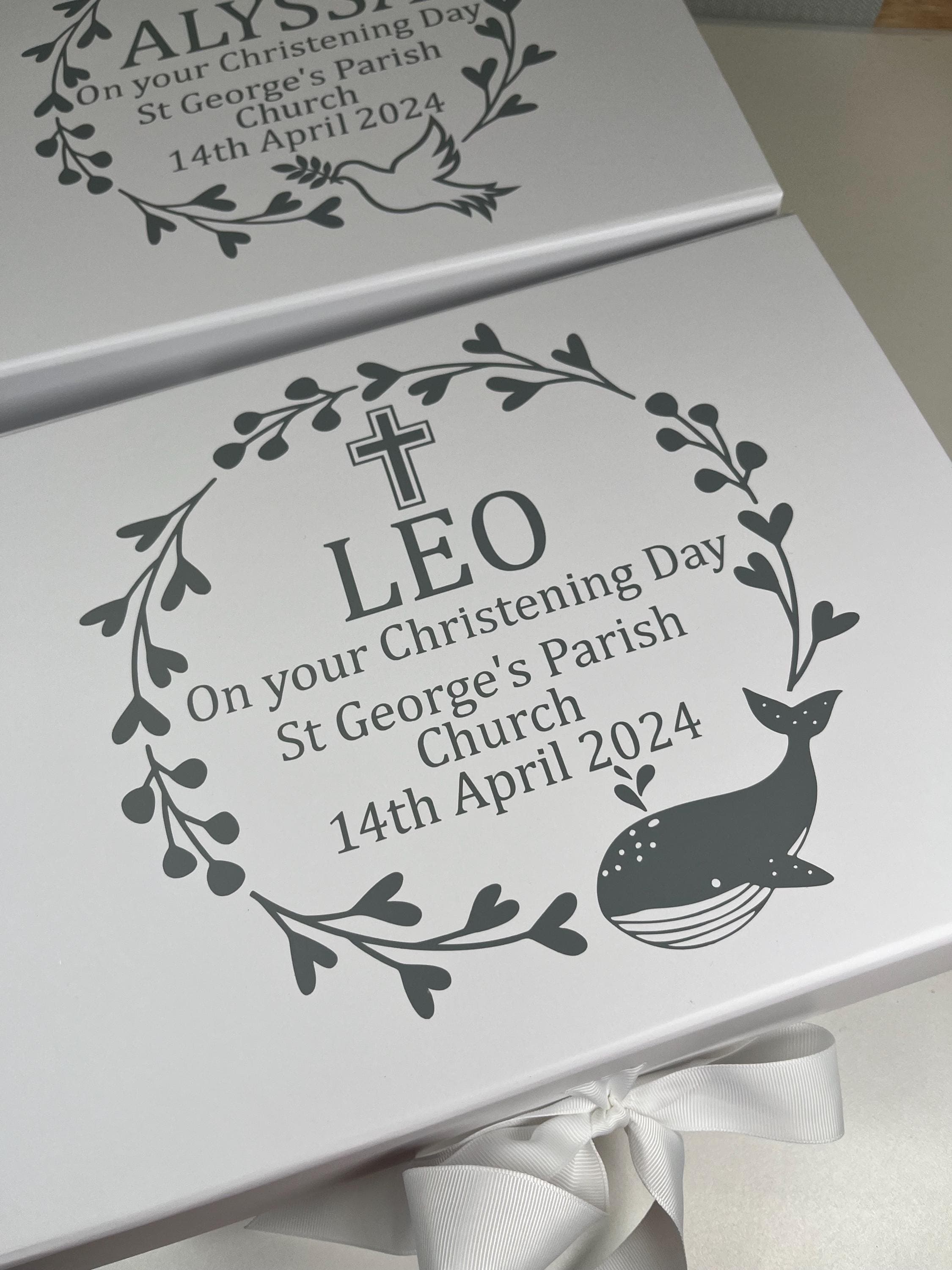 Christening Gift Box with whale design. On your Christening day