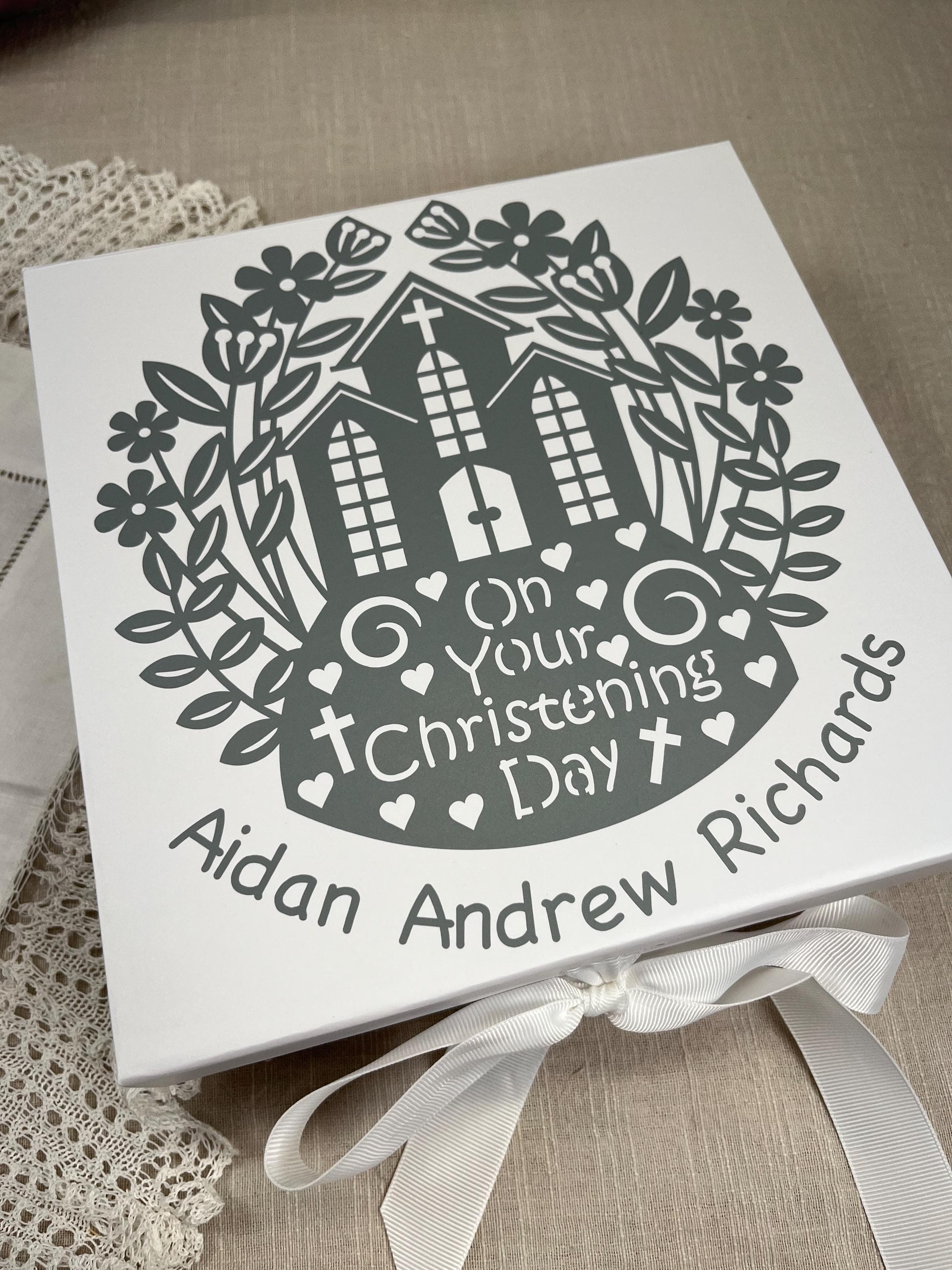 Personalised Christening Gift Box: Church Design Keepsake Box - image 3