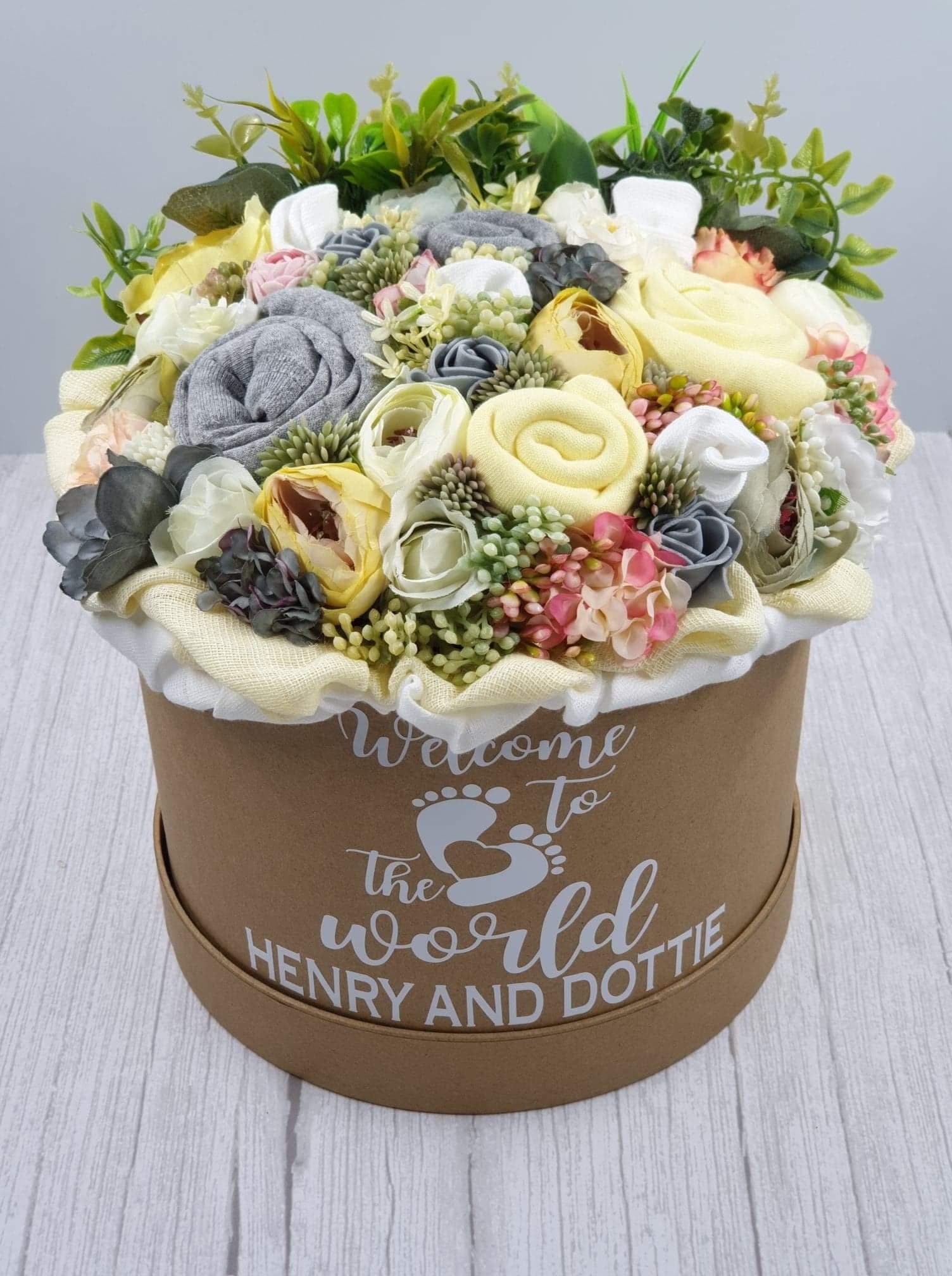 Twins Baby Clothes Bouquet, Personalised Newborn Gift Hamper - image 3