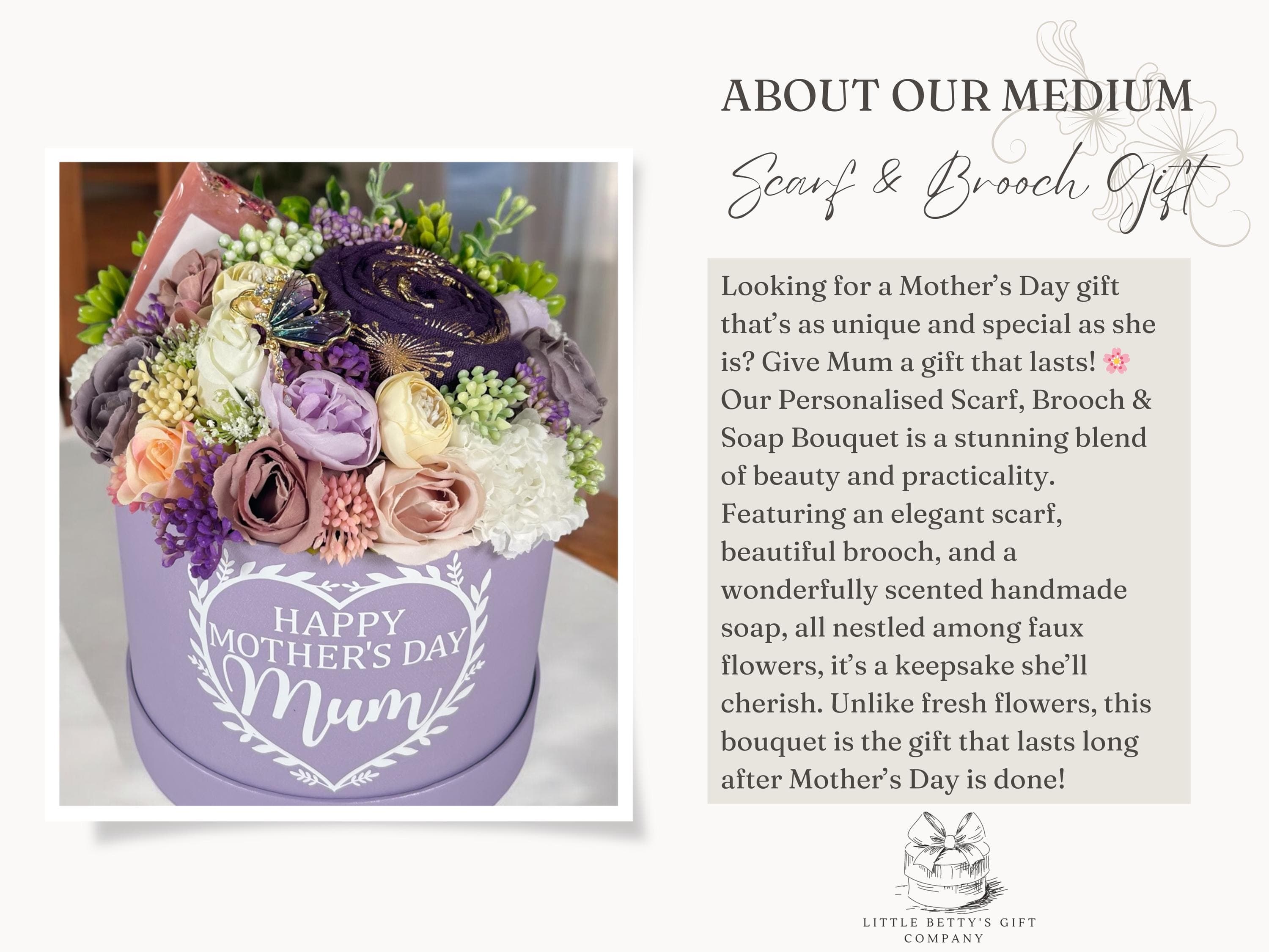 About our medium Scarf and Brooch Gift