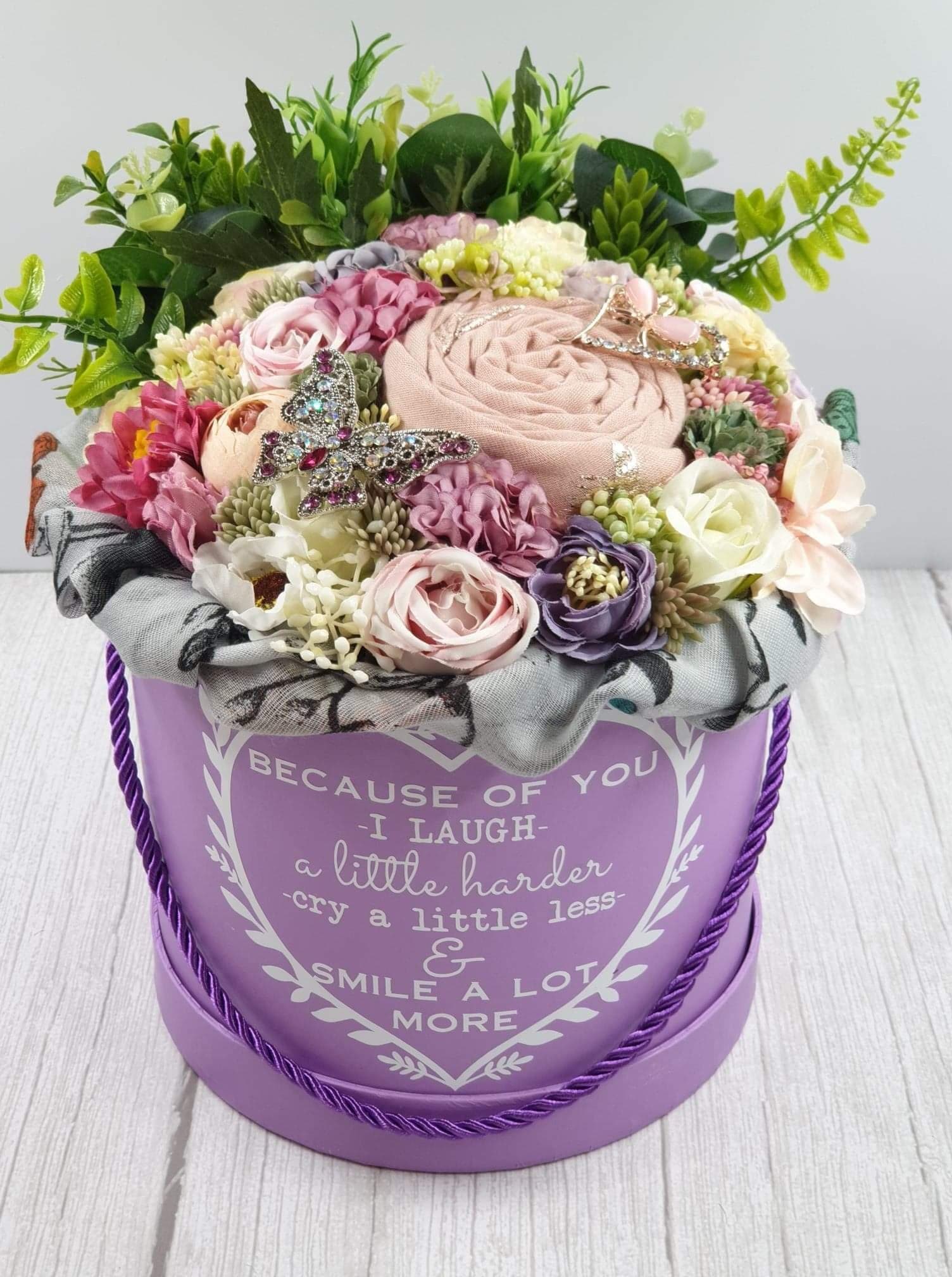 Personalised Birthday Bouquet, Scarf and Brooch Set, Gift for Mum - image 5