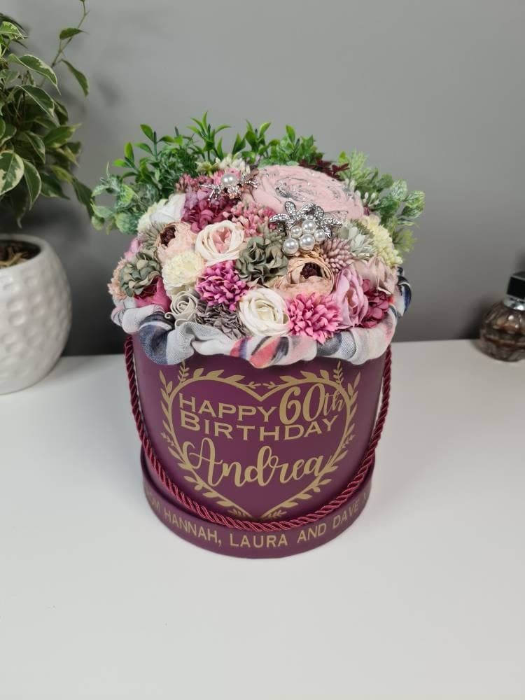 Personalised Gift Hamper, Scarf & Brooch Set, Artificial Silk Flowers - image 3