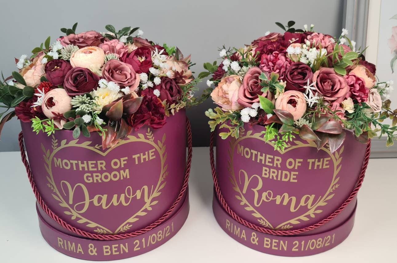 Wedding Floral Gift Box, Personalised Artificial Bouquet Centrepiece - image 3