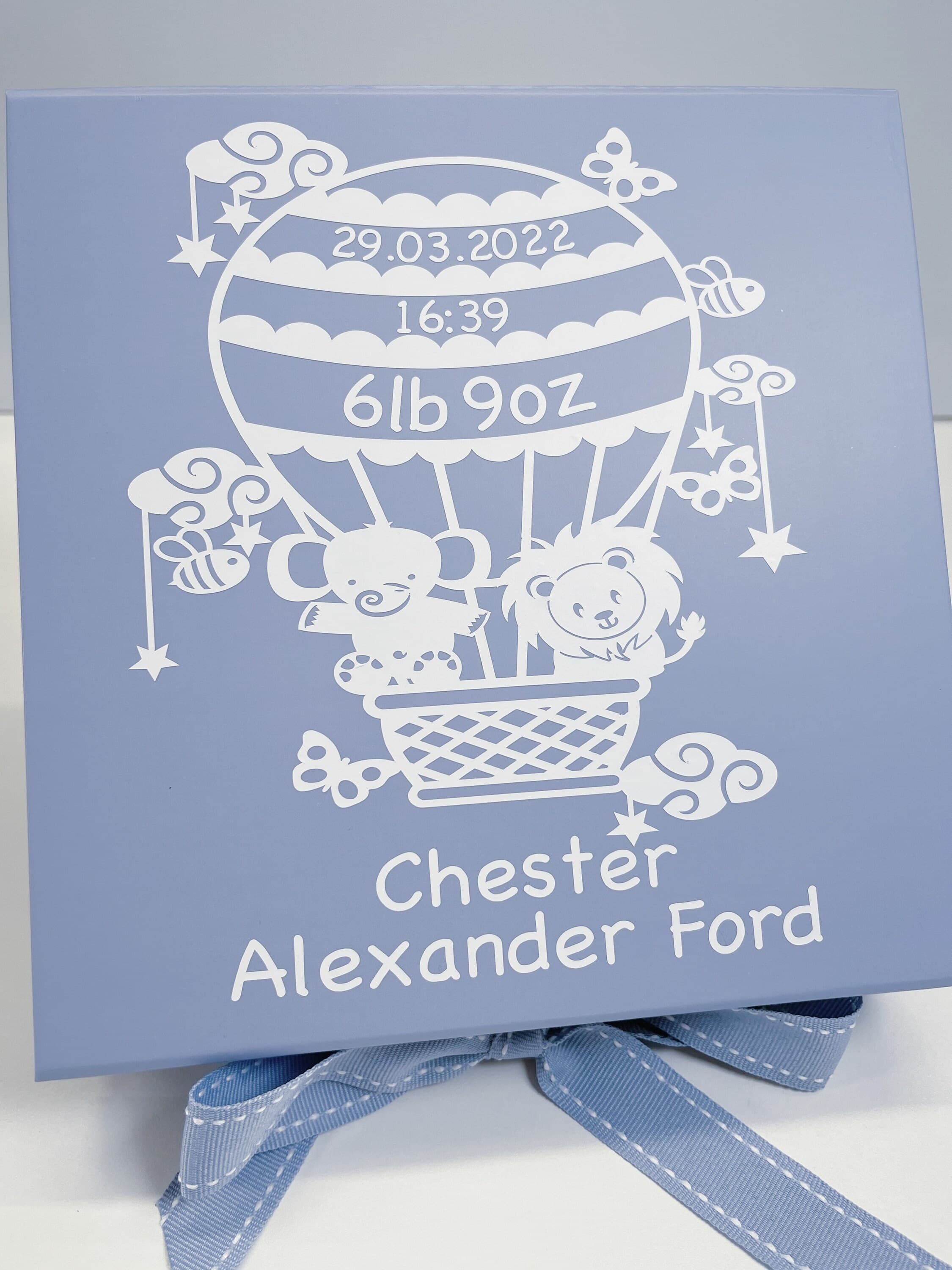 Personalised Baby Boy Keepsake Box, Birth Stats Memory Box - image 4