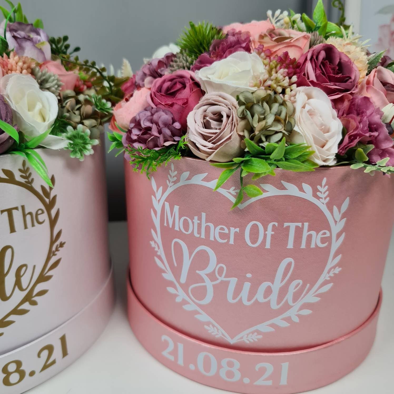 Wedding Floral Gift Box, Personalised Silk Flower Centrepiece - image 3