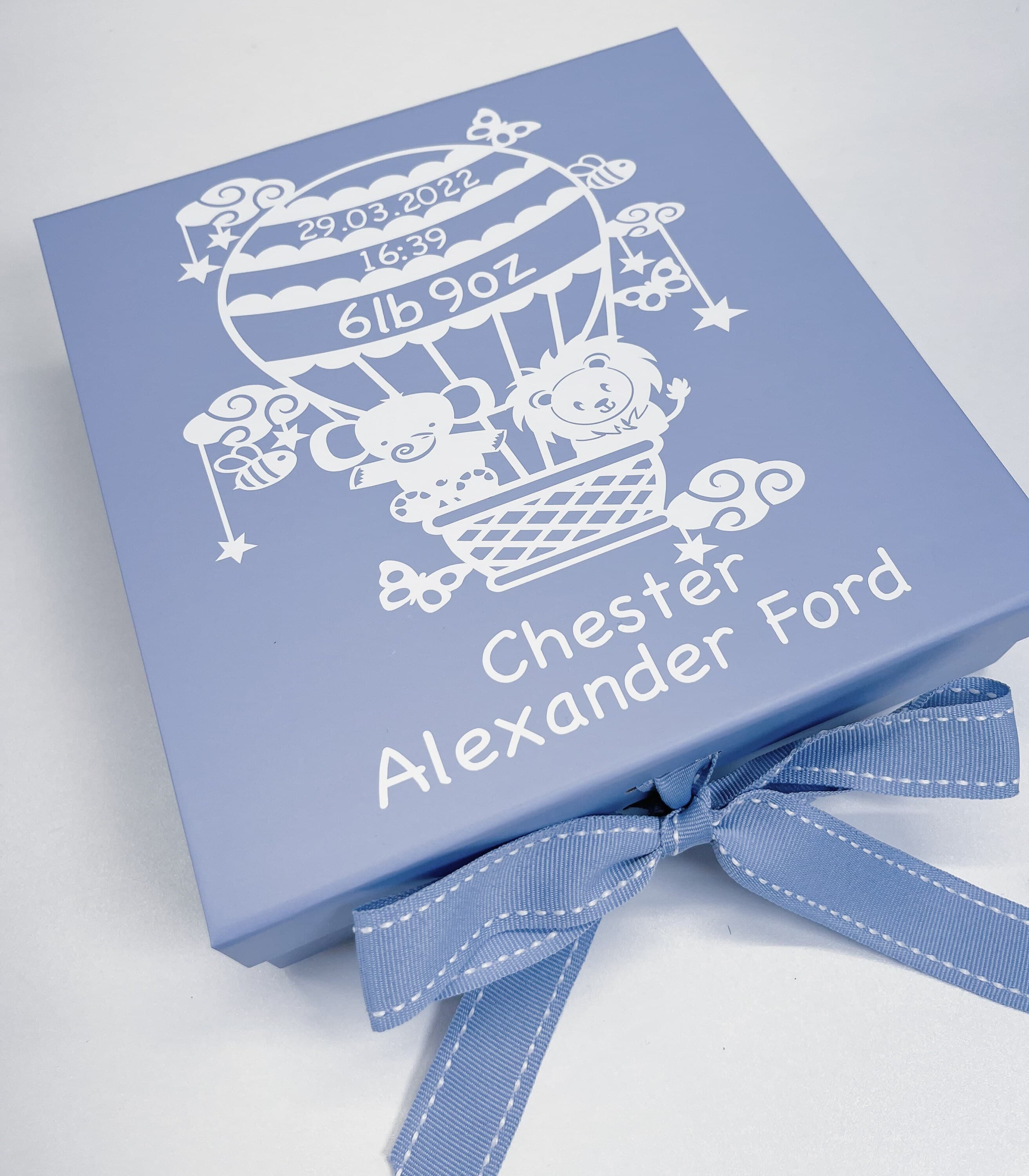 Personalised Baby Boy Keepsake Box, Birth Stats Memory Box - image 5