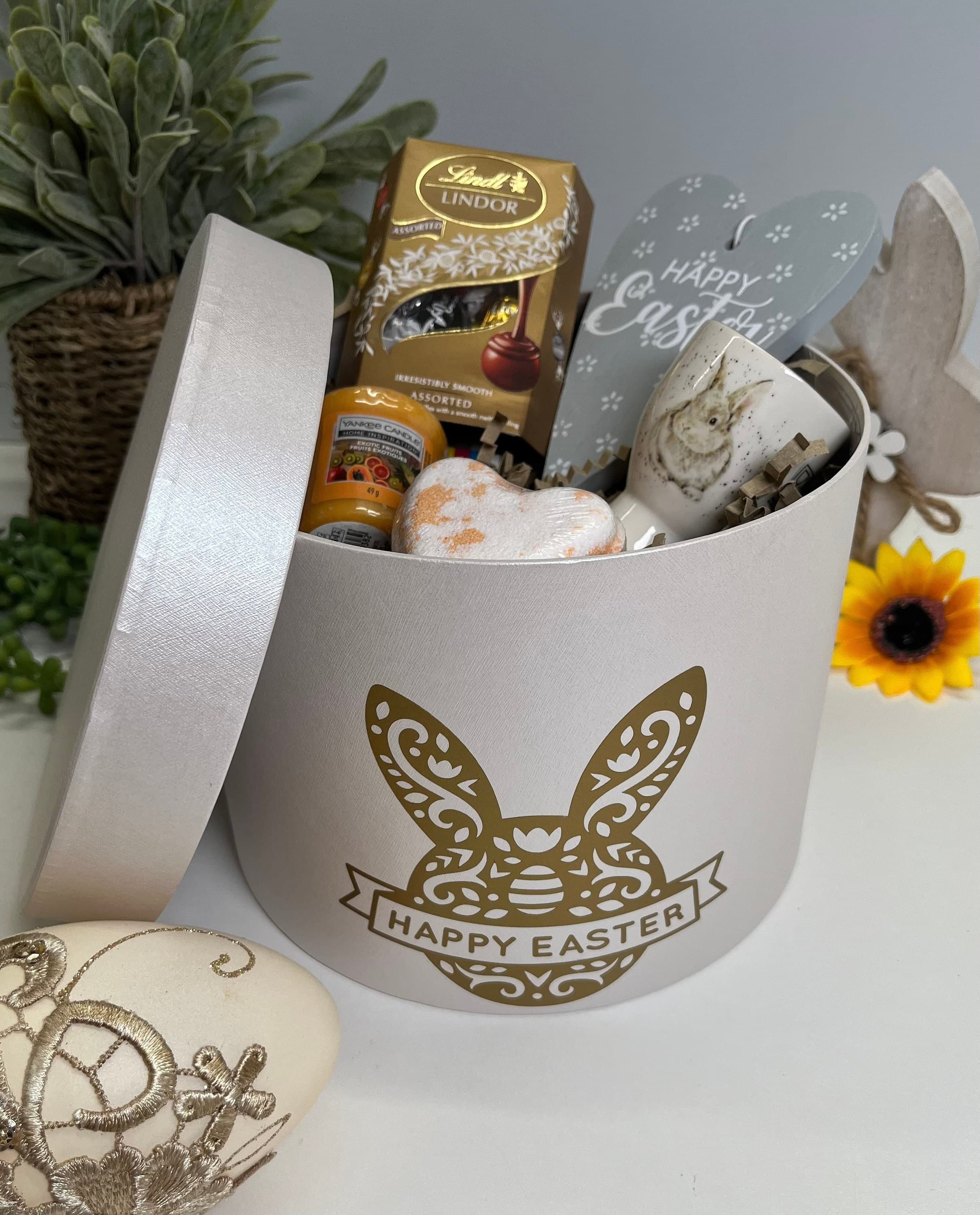 Personalised Easter Gift Box, Lindor Chocolates, Yankee Candle
